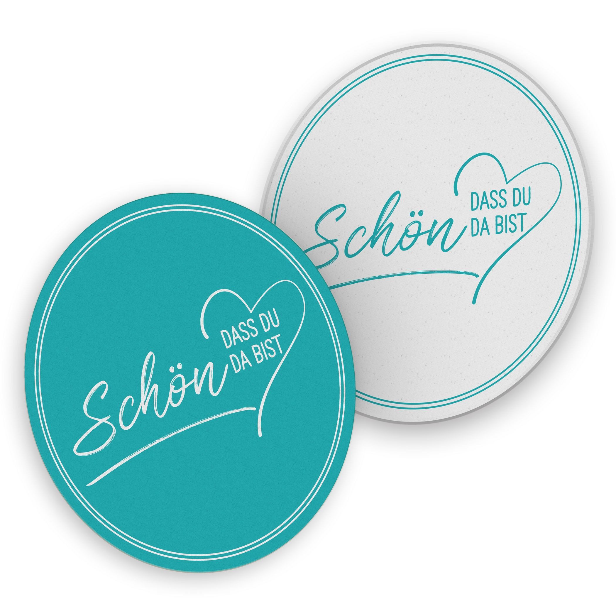 itenga Bierdeckel ITENGA 40x Bierdeckel rund Schön dass du da bist V2 aqua