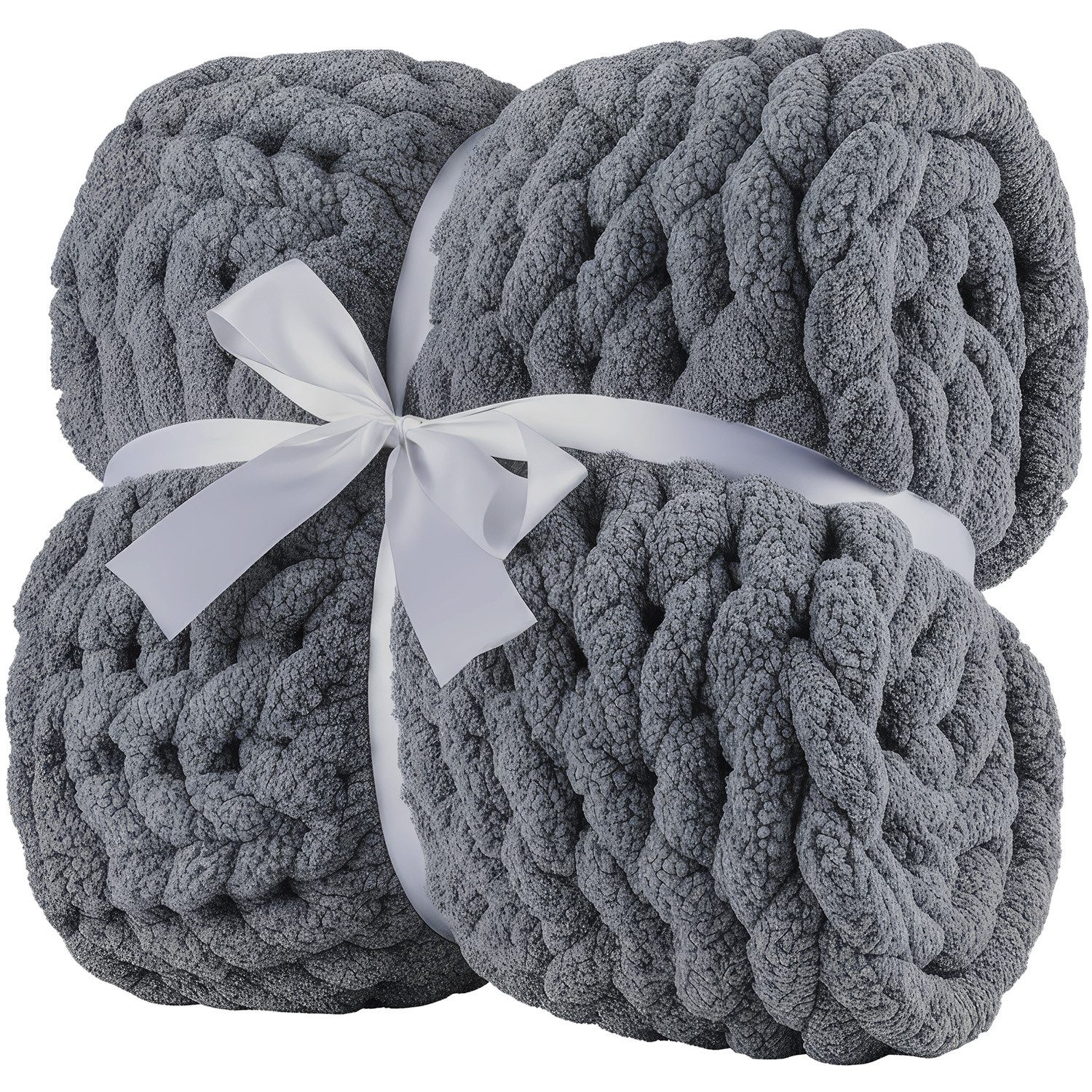 Wohndecke Grobmaschige Wohlfühldecke, Feluna, Flauschige Kuscheldecke Grobstrick Tagesdecke