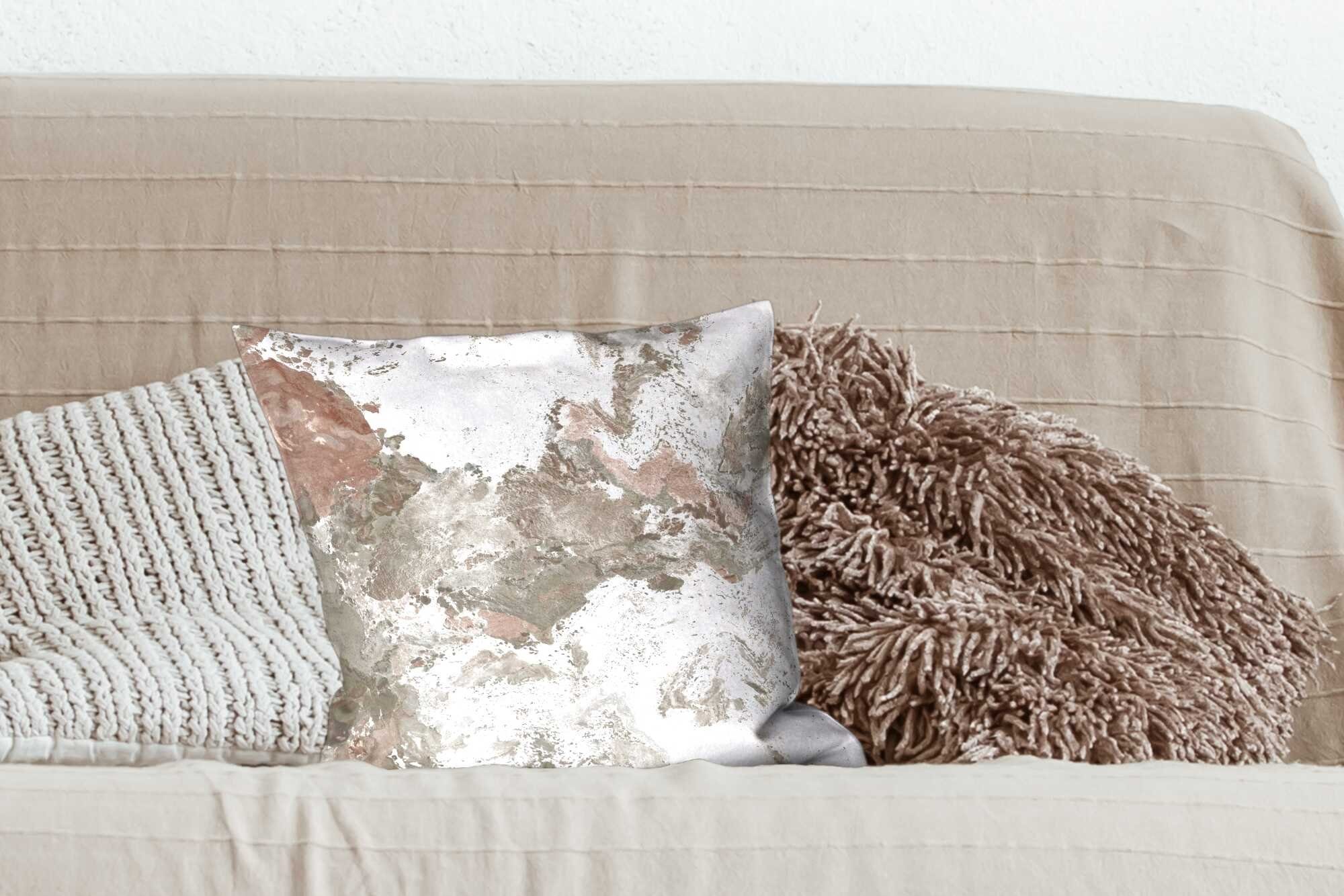Kristalle MuchoWow mit Deko, für Schlafzimmer, - Zierkissen Dekokissen Weiß Füllung Granit, Sofakissen Wohzimmer, -
