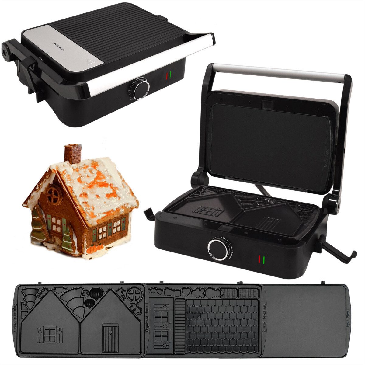 Syntrox Germany Küchenorganizer-Set Kombigerät Multifunktionsmaker mit Wechselplatten SM-1000W-Toledo Leb