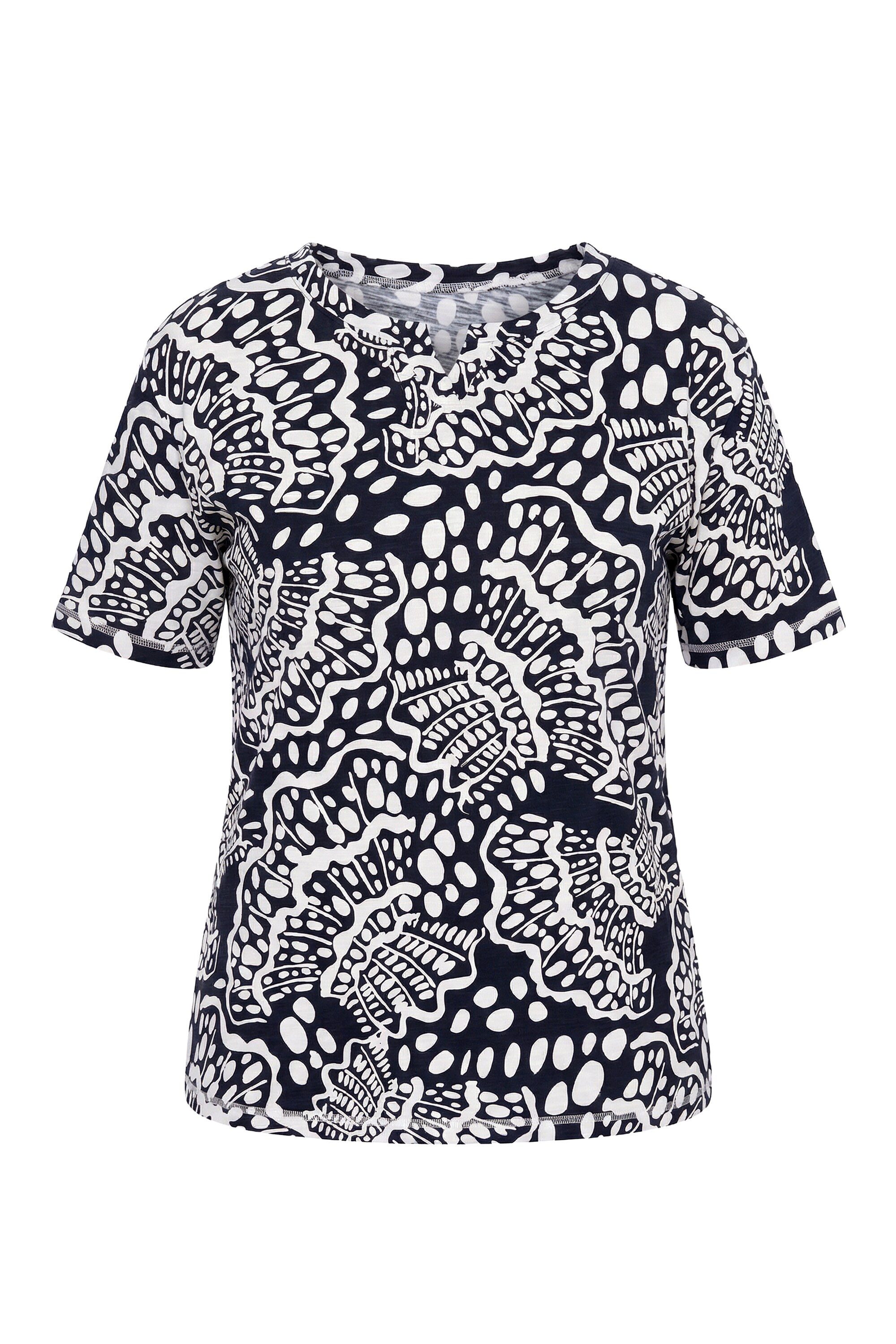 Ulla Popken T-Shirt T-Shirt Muscheln Oversized Tunika-Ausschnitt