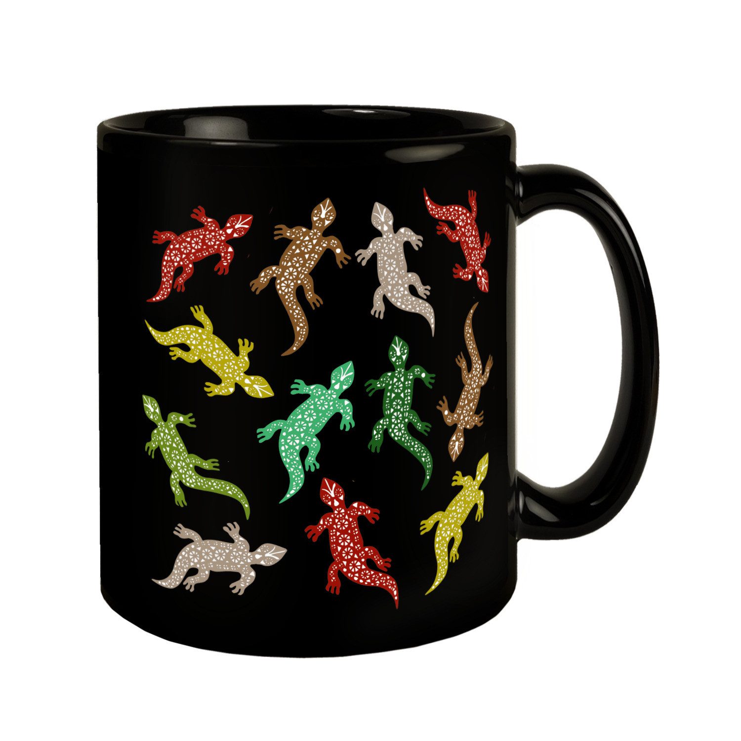 Tasse Eidechsen Tasse in Schwarz