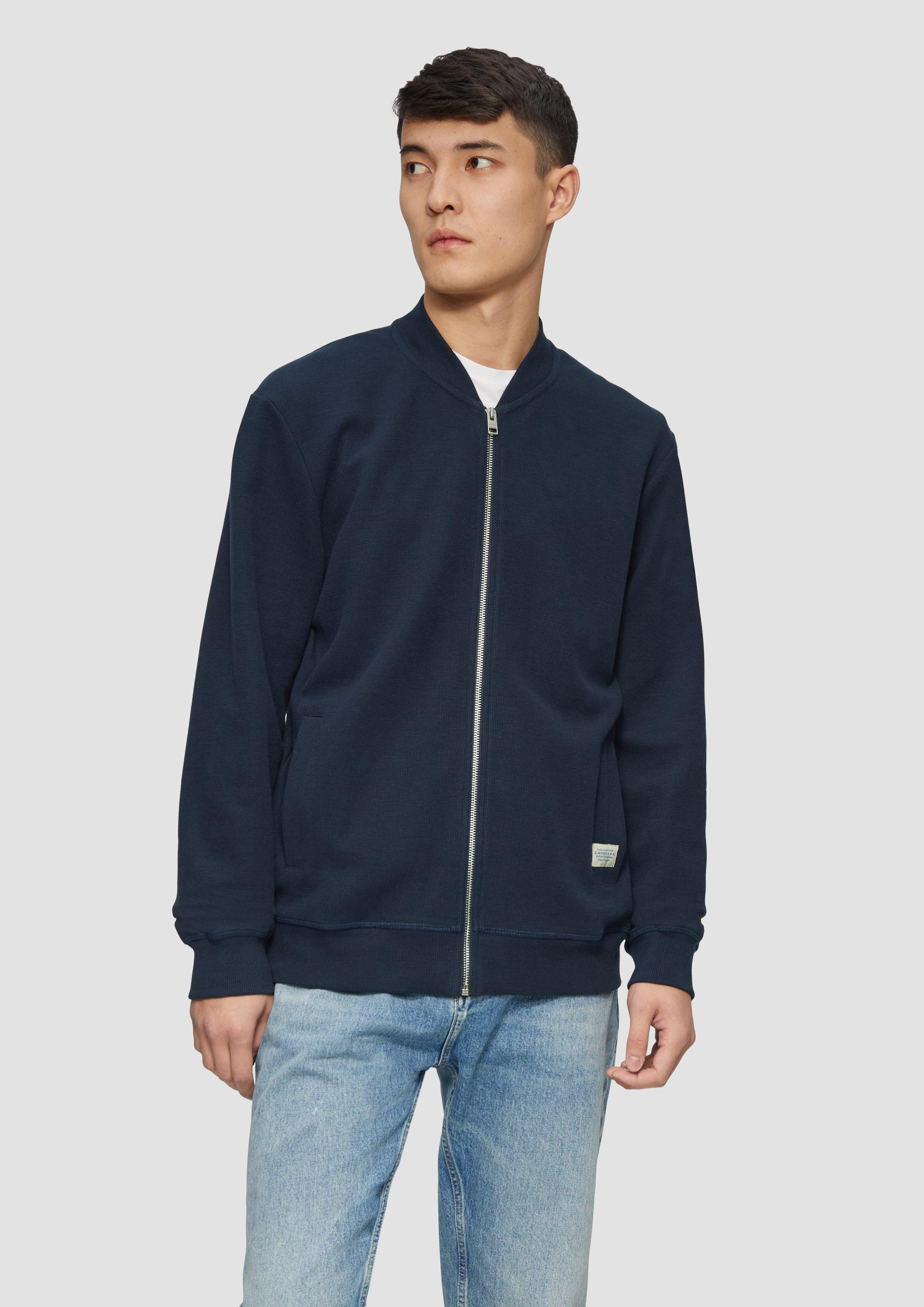 Allwetterjacke Sweatshirt-Jacke mit Bomberkragen und Struktur