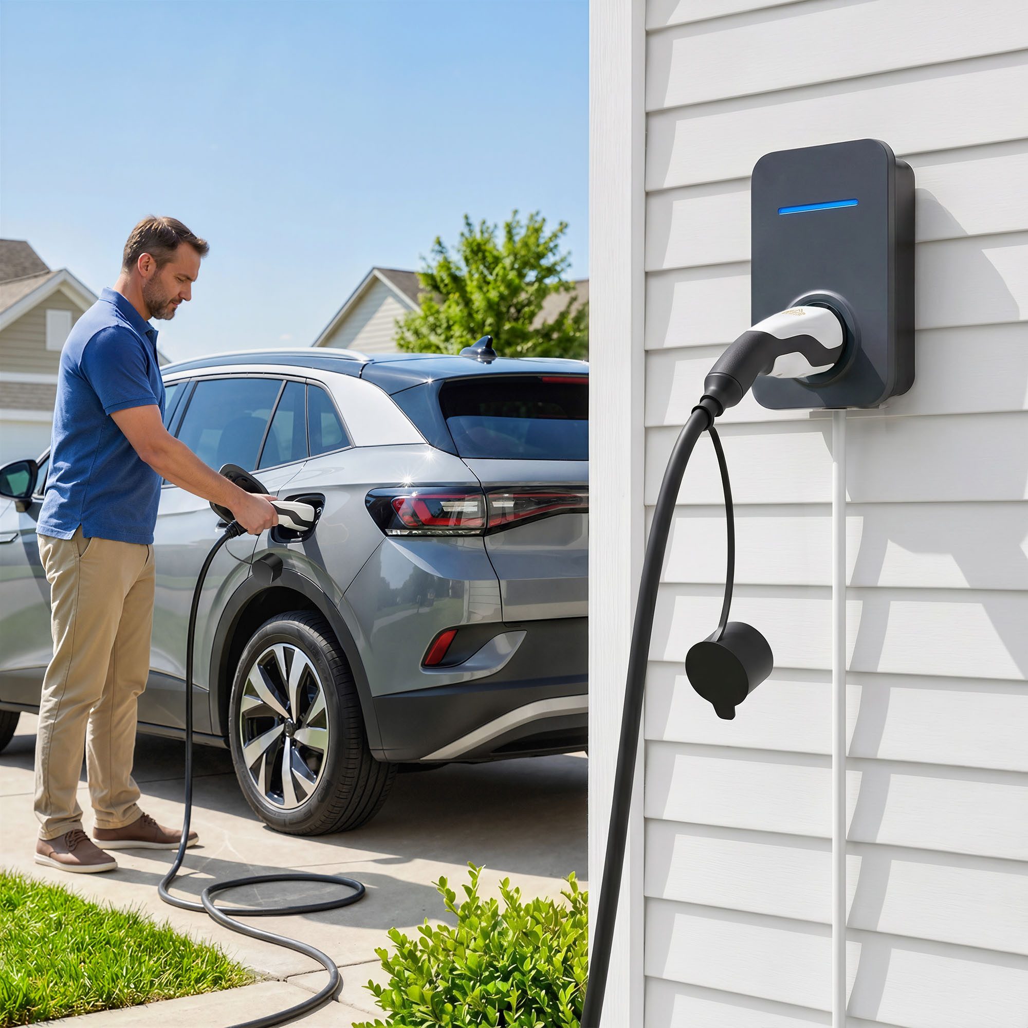 HOMCOM EV Ladekabel mit Reinigungstuch und Tasche Autoladekabel, Typ 2, Typ 2 (500 cm), 11 kW, 3-phasig, IP65, 5 m, Typ 2