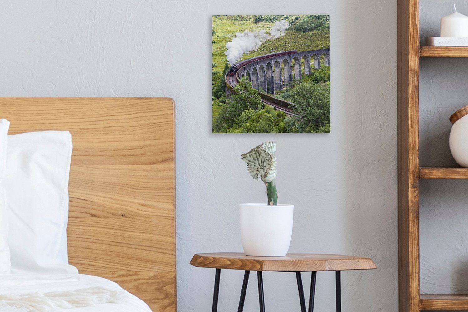 Wohnzimmer OneMillionCanvasses® St), Landschaft inmitten (1 Dampfzug der grünen Leinwandbild Schlafzimmer Schottlands, für Leinwand Bilder