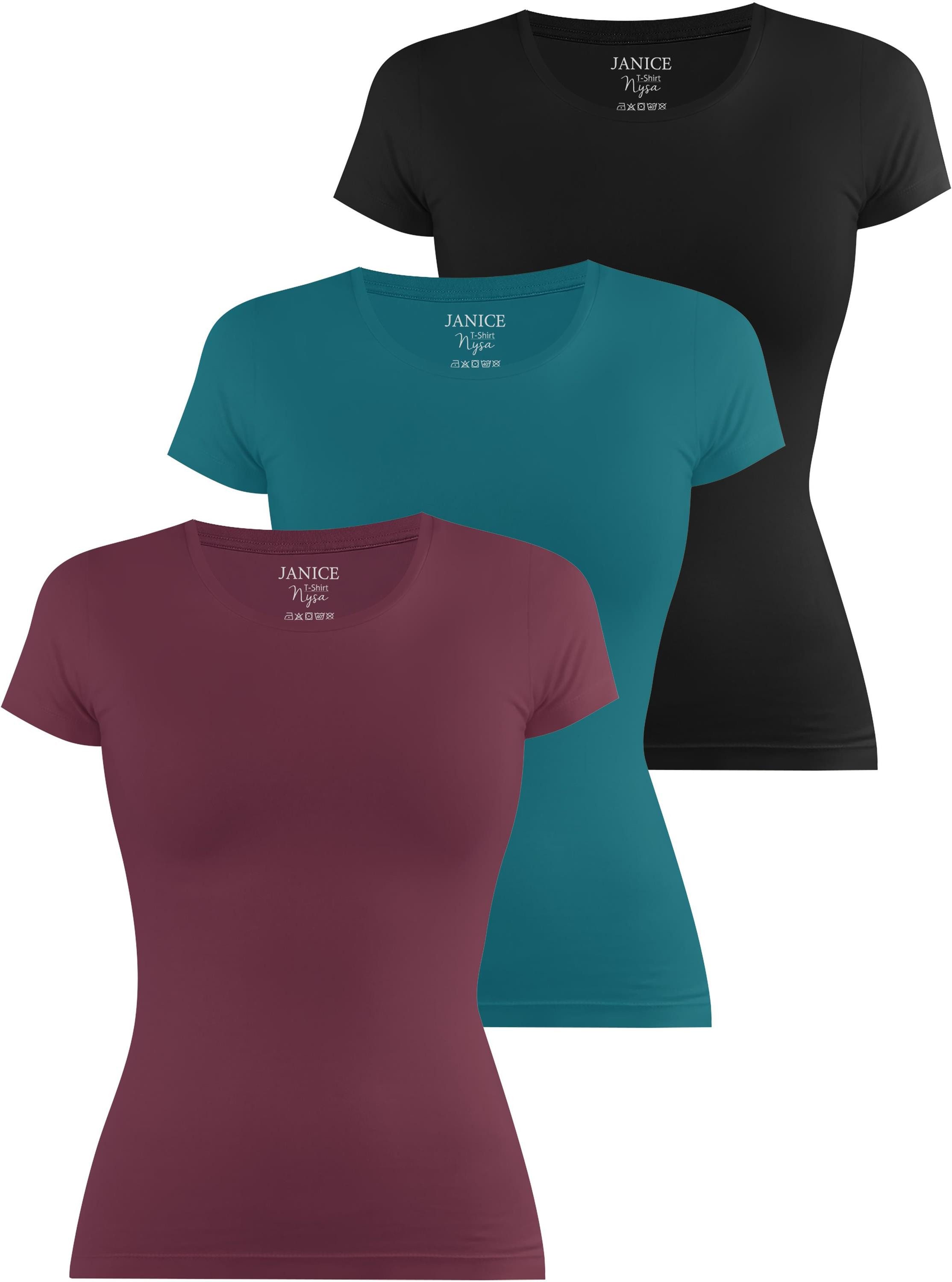 Janice Kurzarmshirt 3 x Damen T-Shirt günstig online kaufen