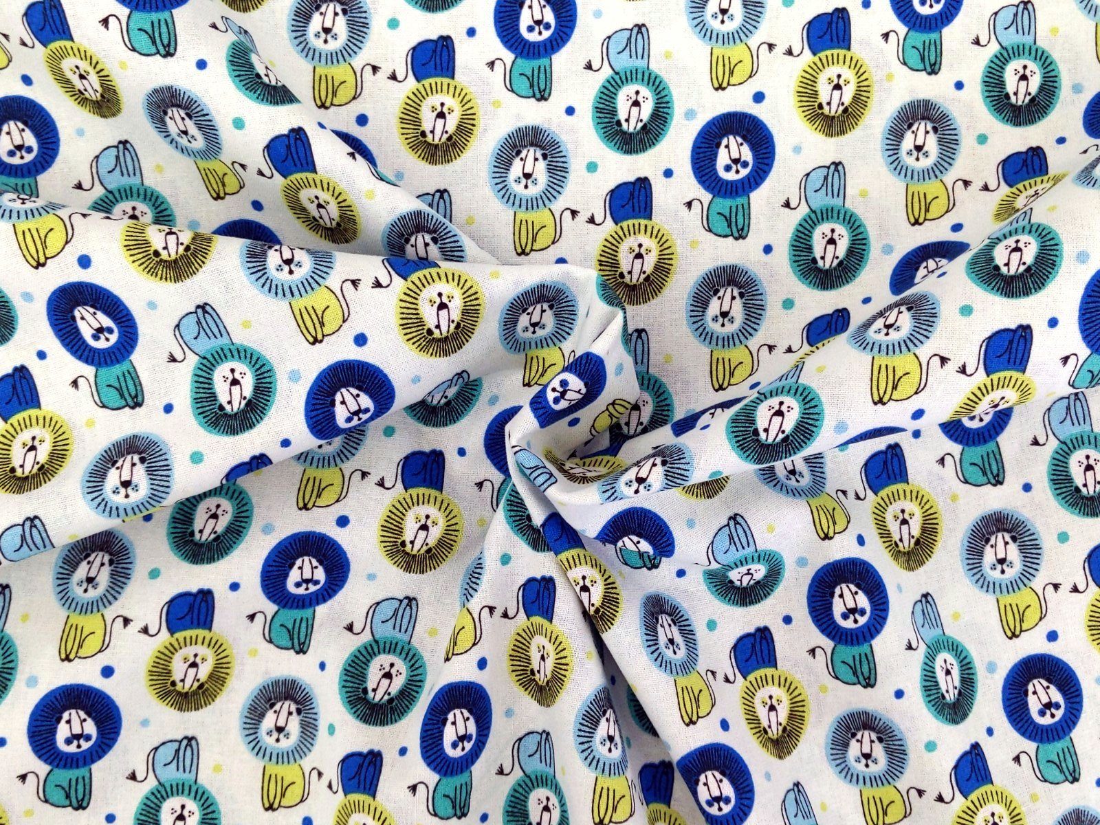 Corileo Stoff Baumwollstoff Löwenköpfe Hellmint Stoff Meterware