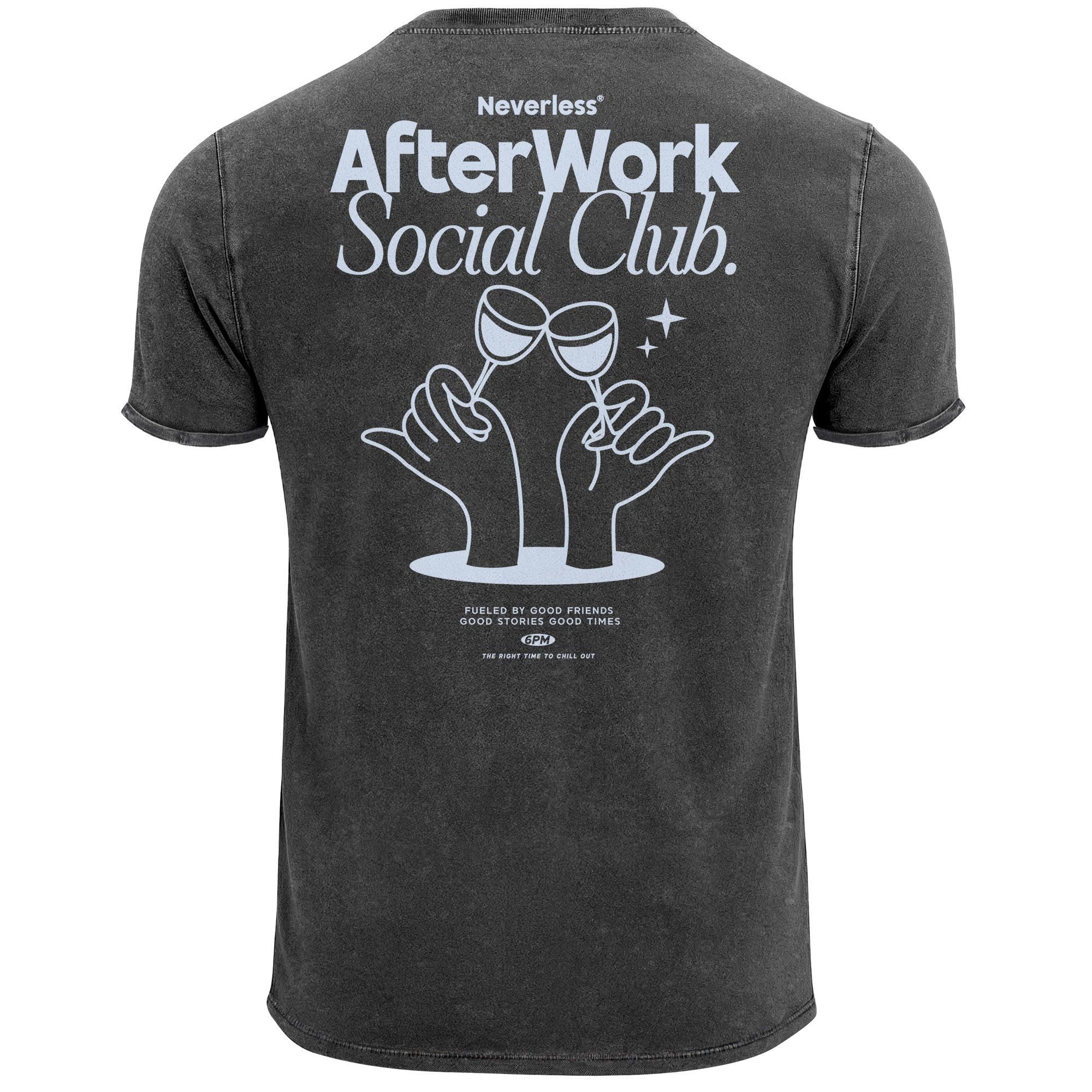 Print-Shirt Herren Vintage T-Shirt Backprint Printshirt Baumwolle After Work