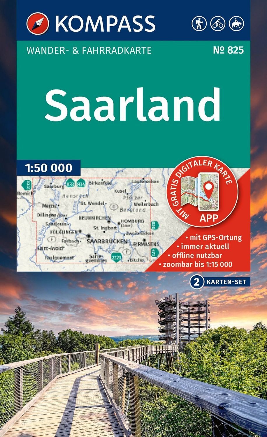 KOMPASS Wanderkarten-Set 825 Saarland (2 Karten) 1:50.000 / diverse