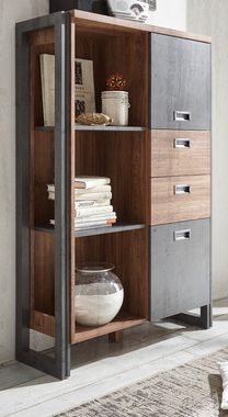 Furn.Design Highboard Auburn (Anrichte in Eiche Stirling und grau Metera, 90 x 140 cm), Industrial Design