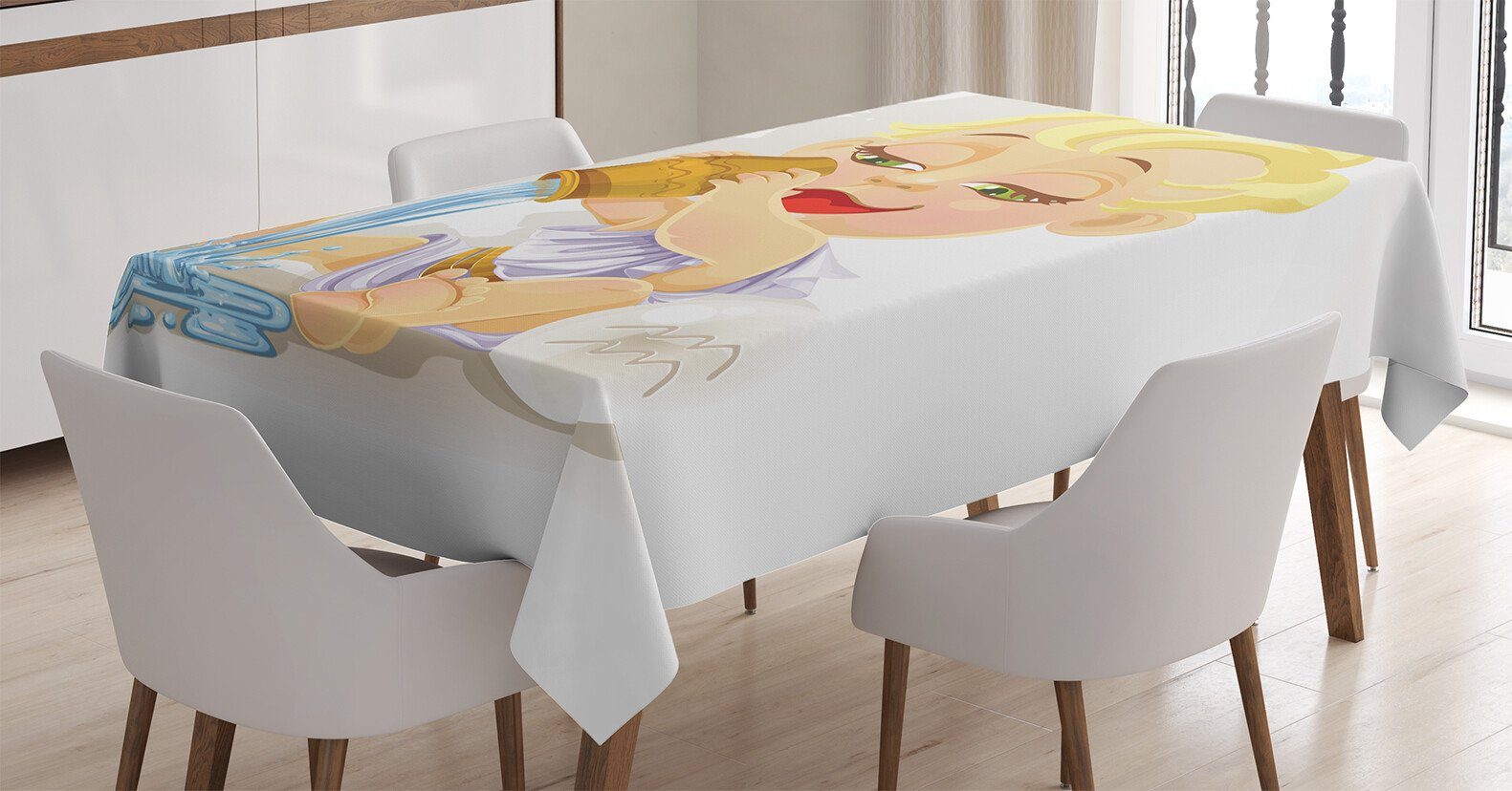 Abakuhaus Tischdecke Für Baby-Wassermann-Tierkreis geeignet Klare Bereich Farbfest Waschbar den Farben, Außen Astrologie
