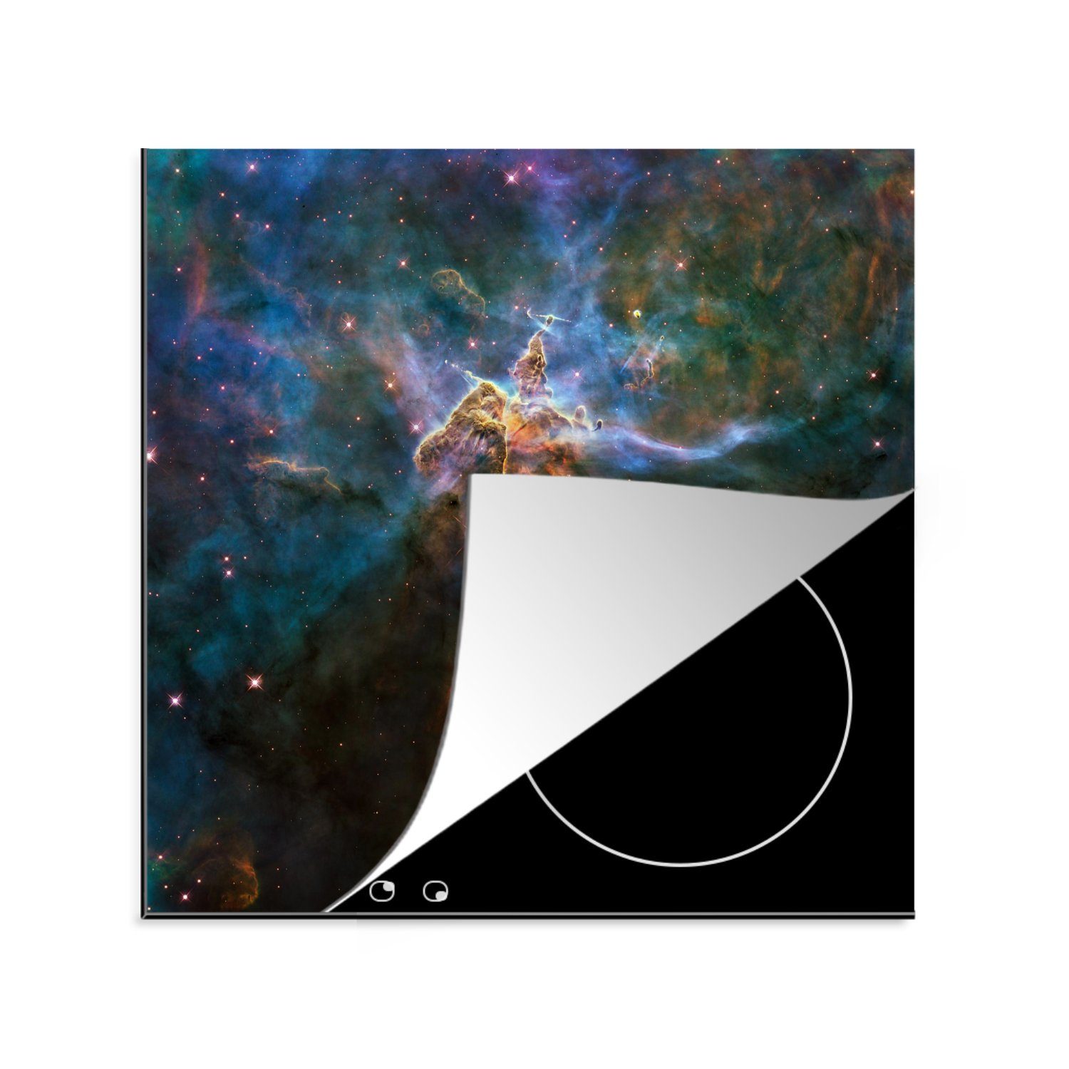 MuchoWow Herdblende-/Abdeckplatte Galaxie - Sterne - Farben, Vinyl, (1 tlg), 78x78 cm, Ceranfeldabdeckung, Arbeitsplatte für küche