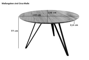 Junado® Esstisch Insa, runder Esszimmertisch Insa 120 cm mit 26mm Tischplatte