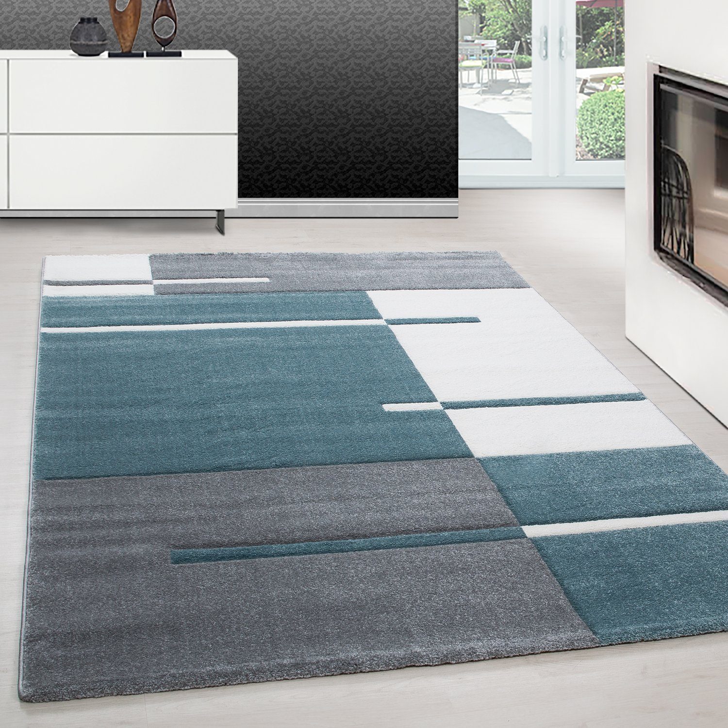 Teppium Teppich Kariert Design, Rechteckig, Höhe: 13 mm, Designer Wohnzimme günstig online kaufen
