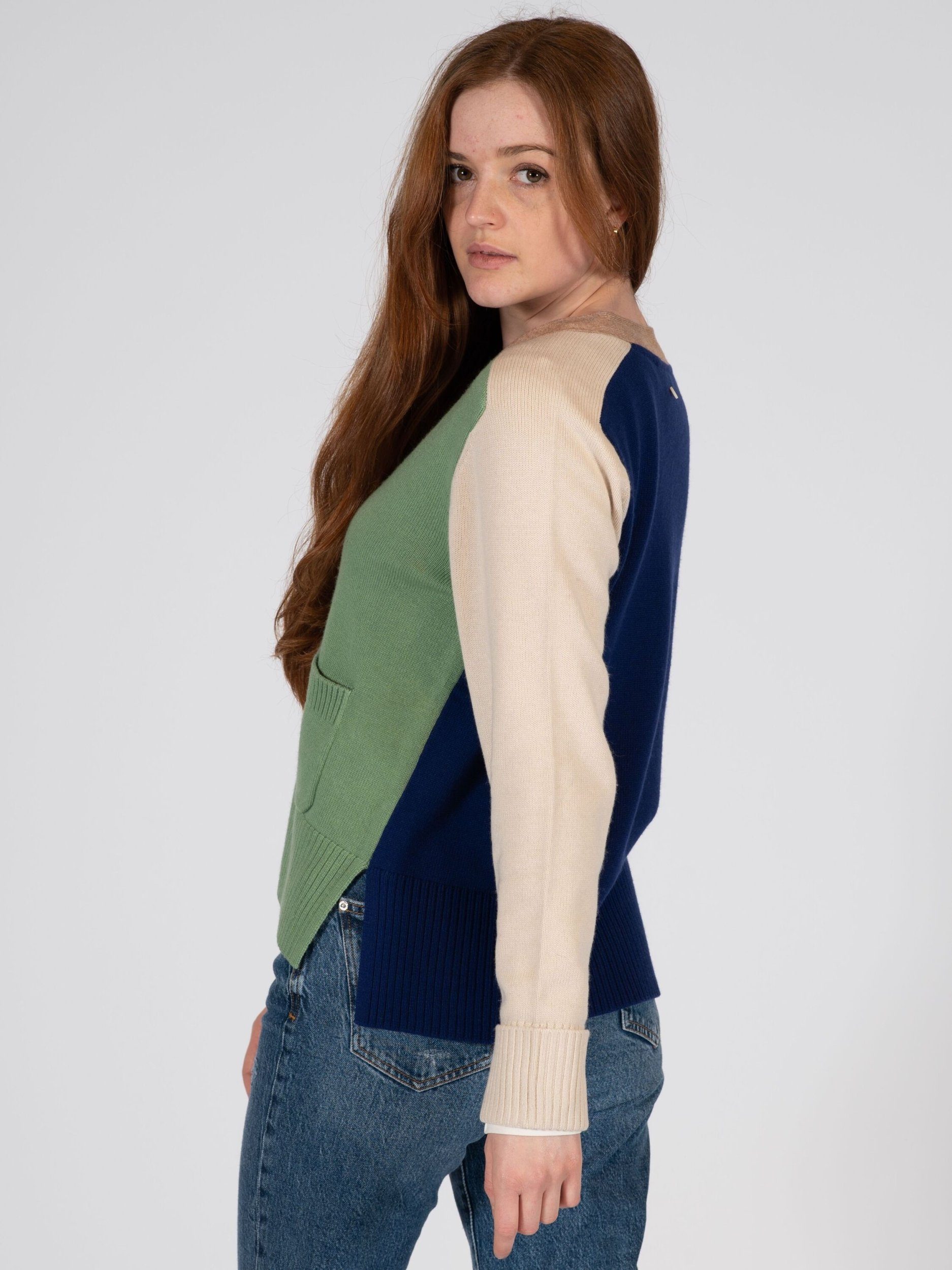 THE FASHION PEOPLE Kurzweste Cardigan multicolor WASABI knitted