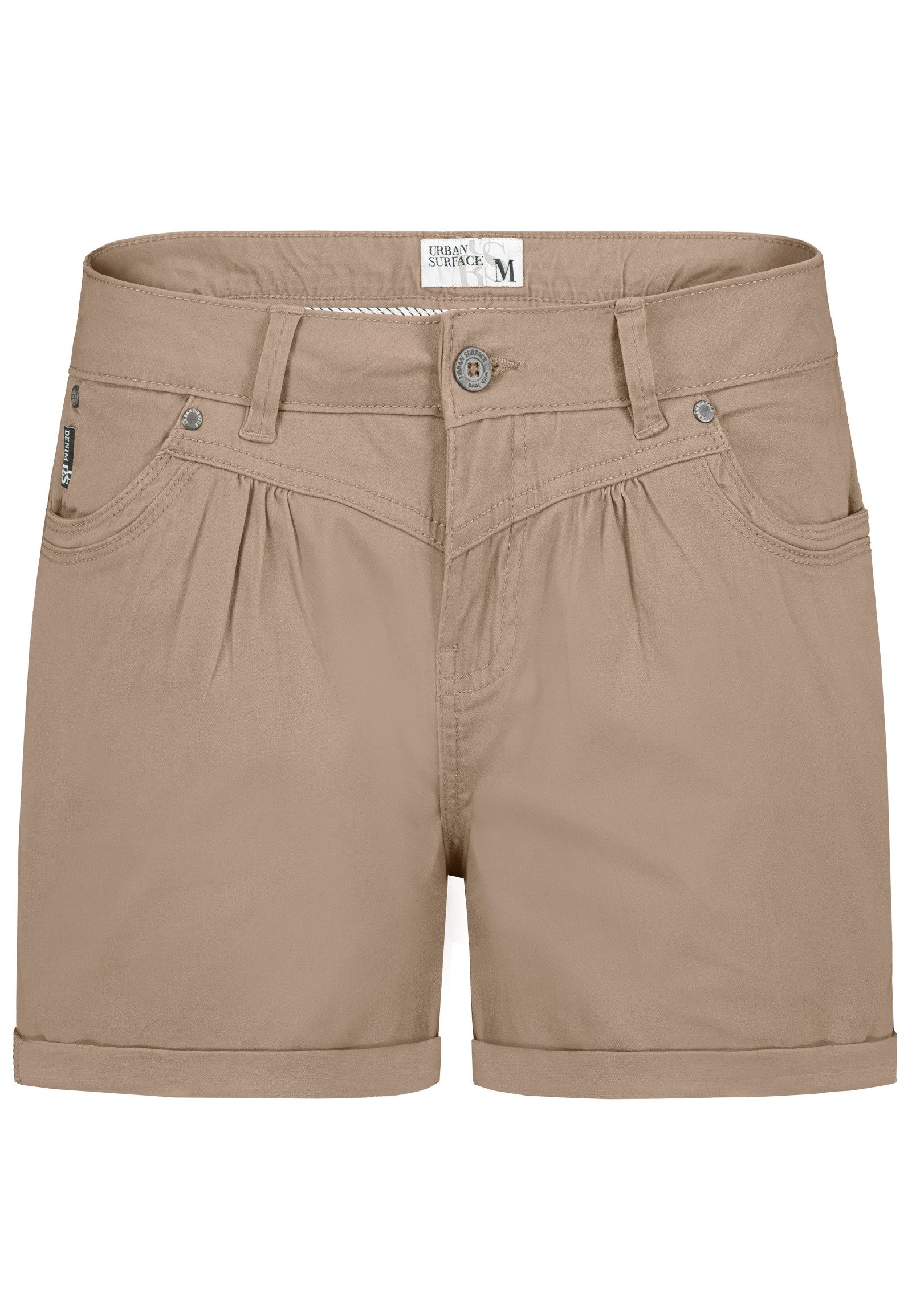 Urban Surface Chinoshorts Damen Stretch-Shorts Chino-Style Bundfalten, stretchy, Aufschlag am Bein