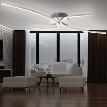 Globo LED Deckenleuchte, LED-Leuchtmittel fest verbaut, Warmweiß, Design 30 Watt LED Decken Leuchte Esszimmer Lampe Flur Strahler silber