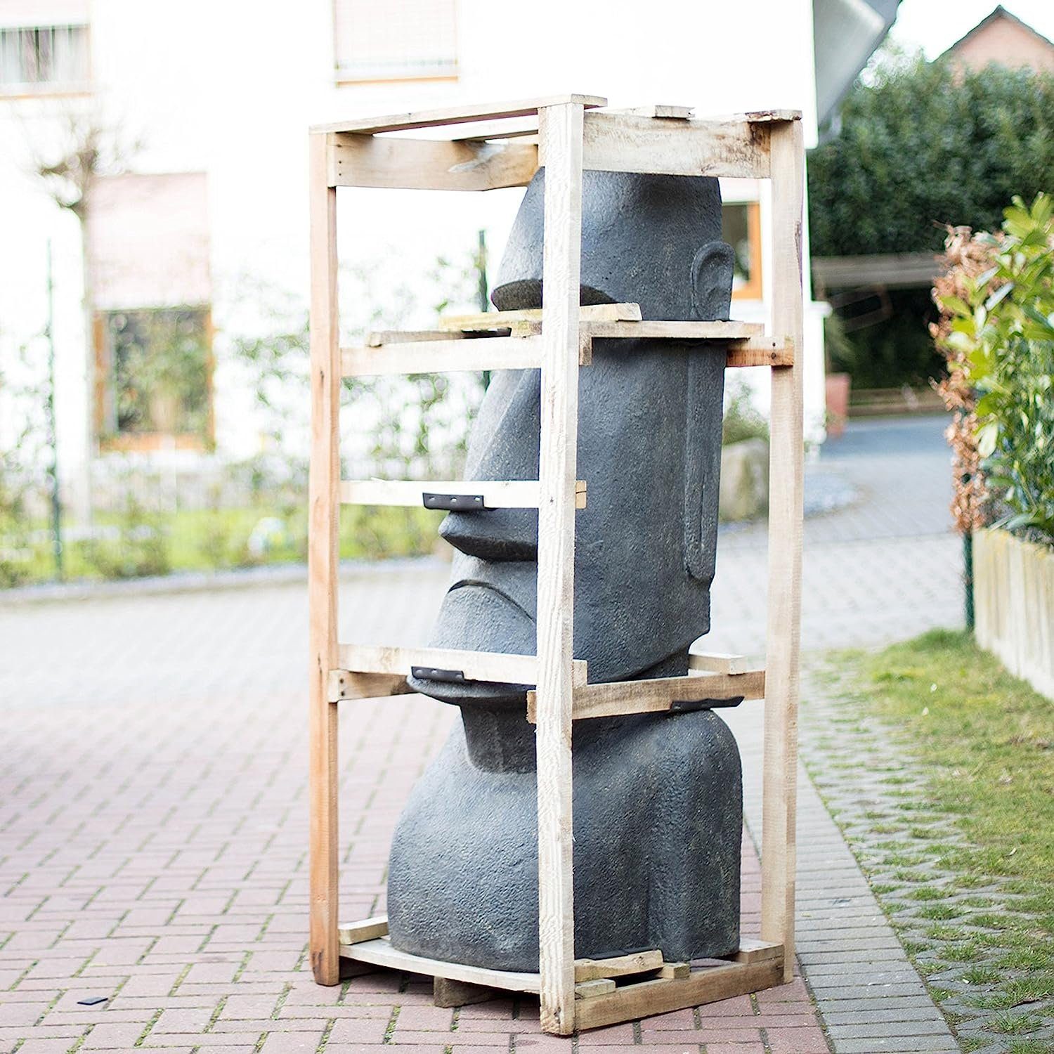 FaHome Gartenfigur Rapa NUI Moai Statue, Skulptur Garten Lavasand