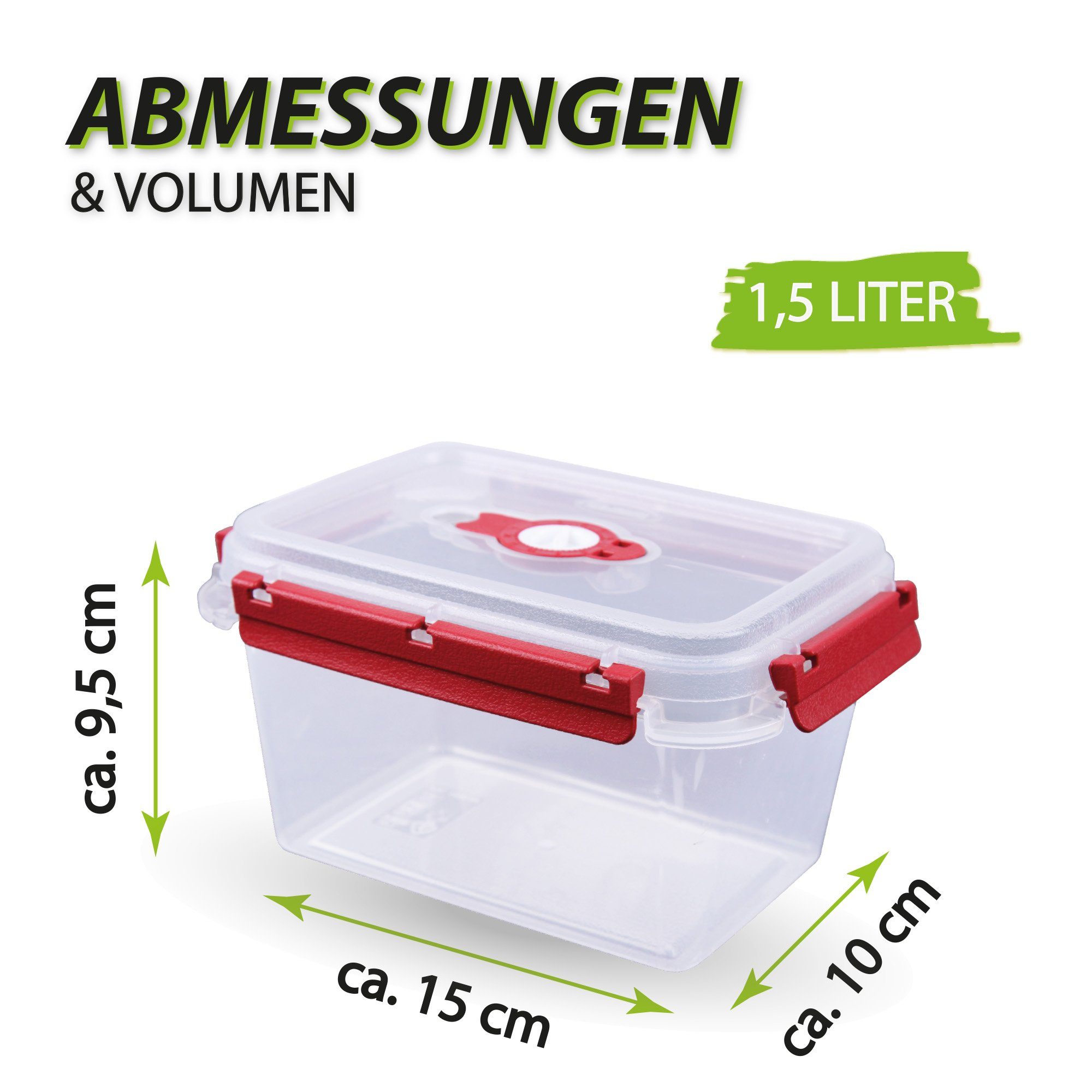 Tontarelli Frischhaltedose Lunchbox 1,5 L, Kunststoff, (8-tlg), Vorratsdose für Lebensmittel - Aufbewahrungsbox luftdicht - Meal Prep