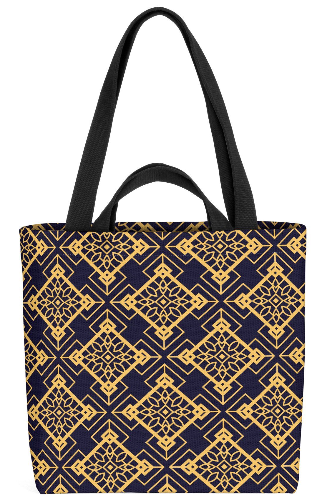 VOID Henkeltasche (1-tlg), Art Deco Blumen Muster Art Deco Muster Blau Retro Kunst Luxus Wohnzim