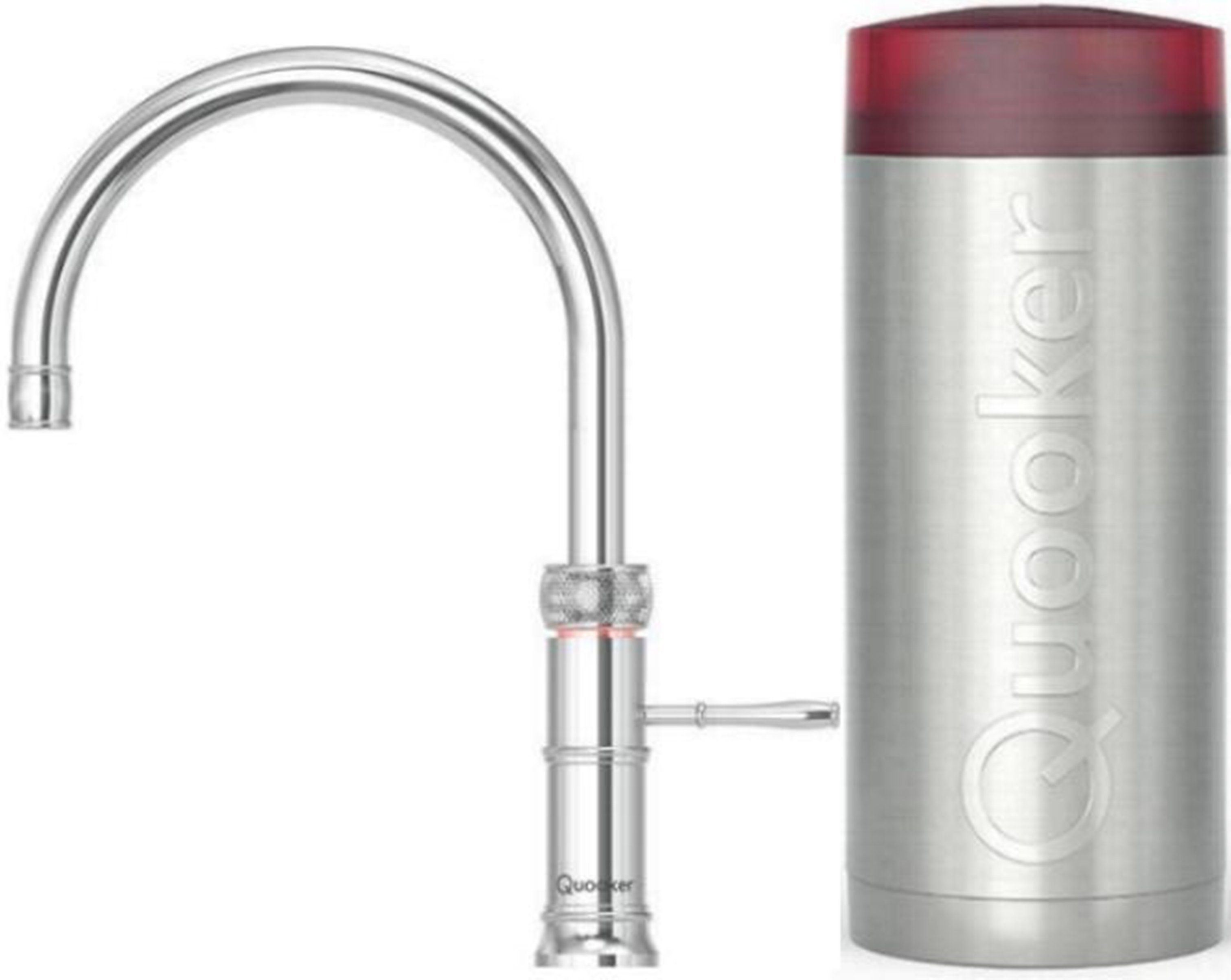 QUOOKER Küchenarmatur QUOOKER CLASSIC FUSION Round COMBI+ B Chrom 100°C Armatur (22+CFRCHR) (2-St) Spültischmischer mit 100°C Kochendwasserfunktion