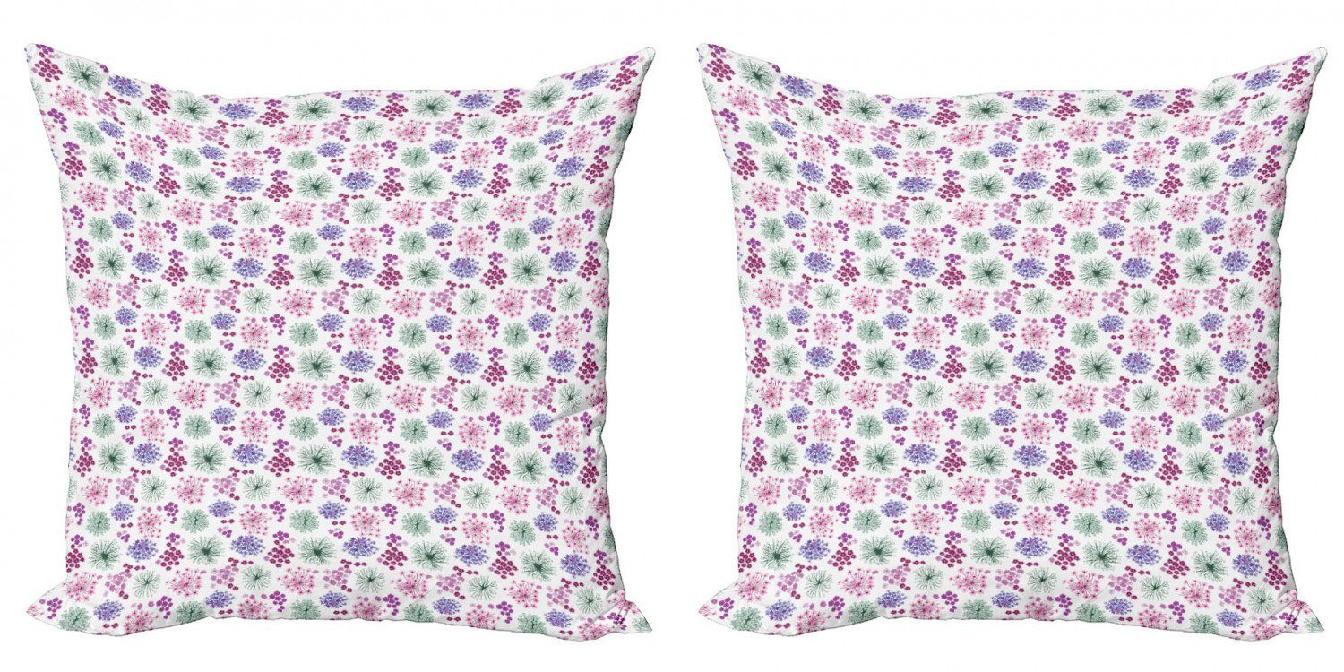Kissenbezüge Modern Accent Doppelseitiger Digitaldruck, Abakuhaus (2 Stück), Floral Retro Frühling Blumen Zeichnung | Kissenbezüge