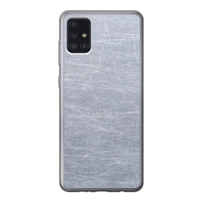 MuchoWow Handyhülle Metalldruck - Grau - Kratzer Handyhülle Samsung Galaxy A52 5G Smartphone-Bumper Print Handy