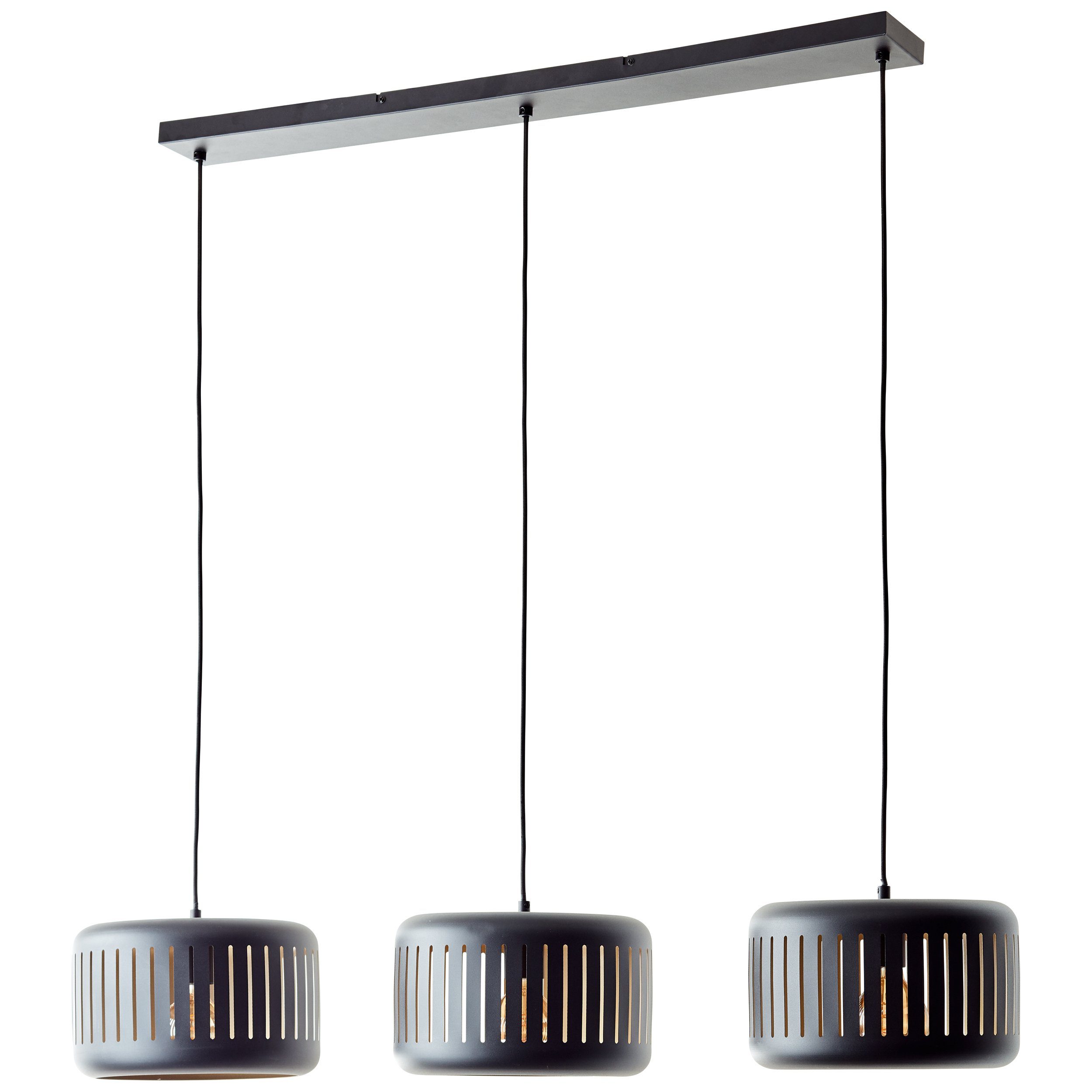 Brilliant Pendelleuchte Tyas, ohne Leuchtmittel, 120 x 110 x 27 cm, 3 x E27, kürzbar, Metall, schwarz/goldfarben