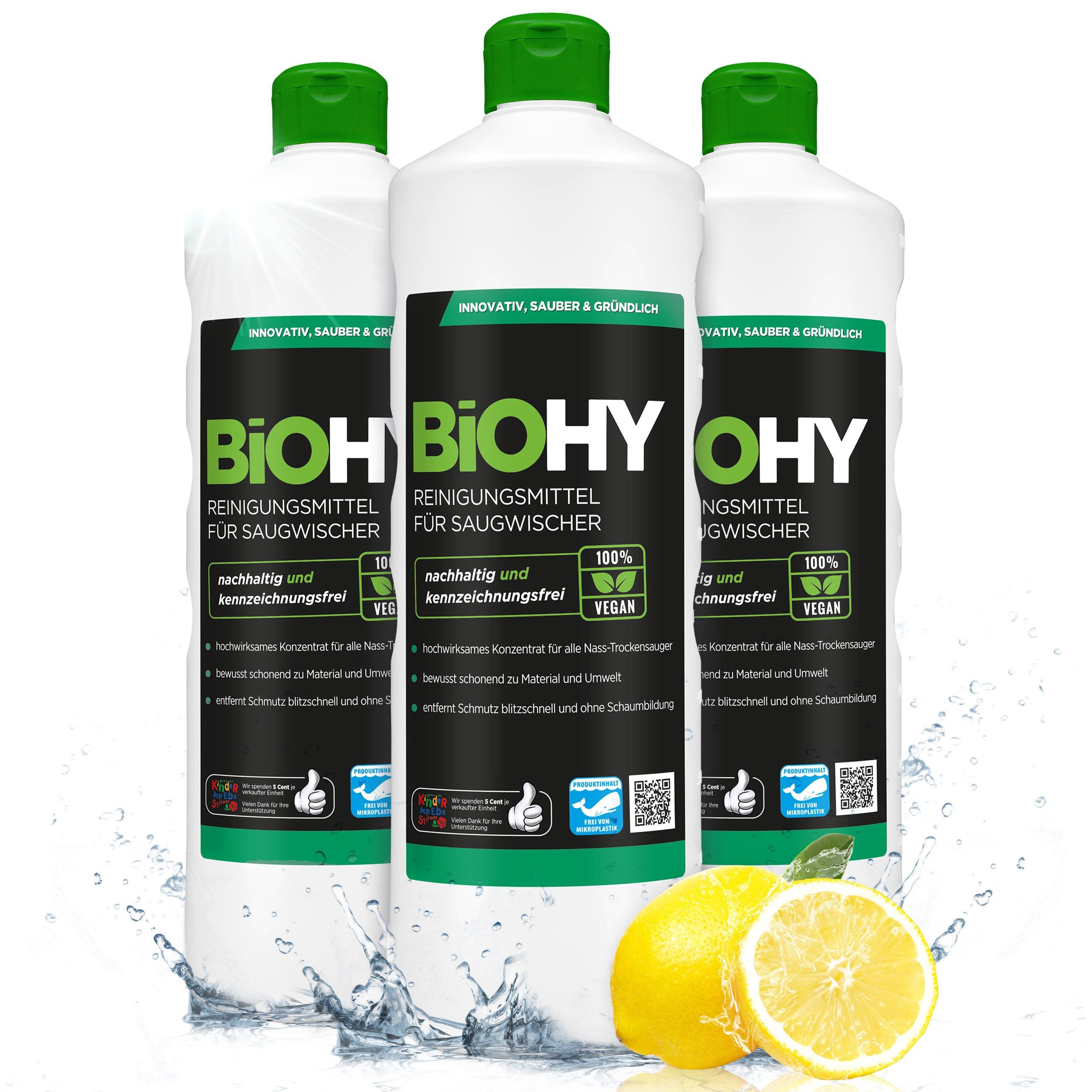 BiOHY Reinigungsmittel für Saugwischer 3er Pack (3 x 1 Liter Flasche... Reinigungstabletten (3-St)