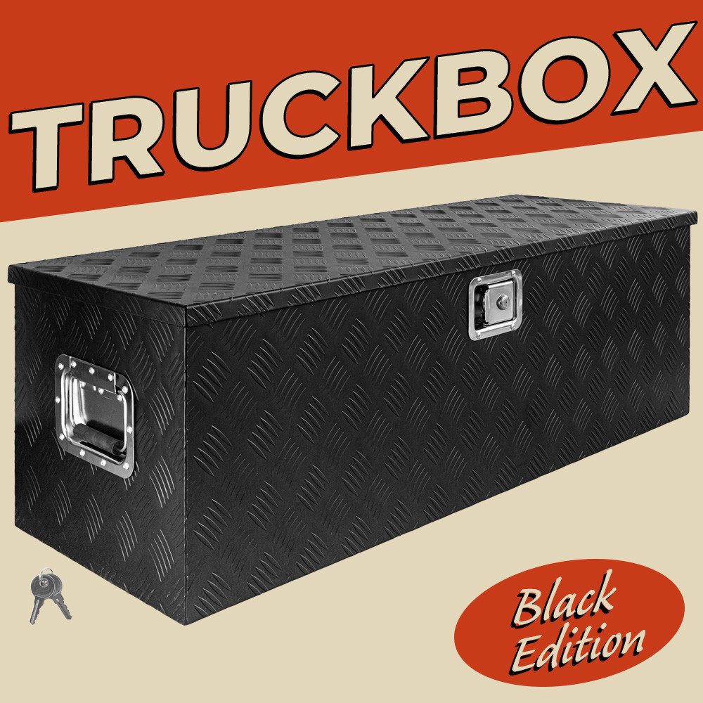 Trucky Anhänger-Deichselbox Deichselbox Werkzeugkasten Truckbox Alu Box Transportbox D160 Schwarz