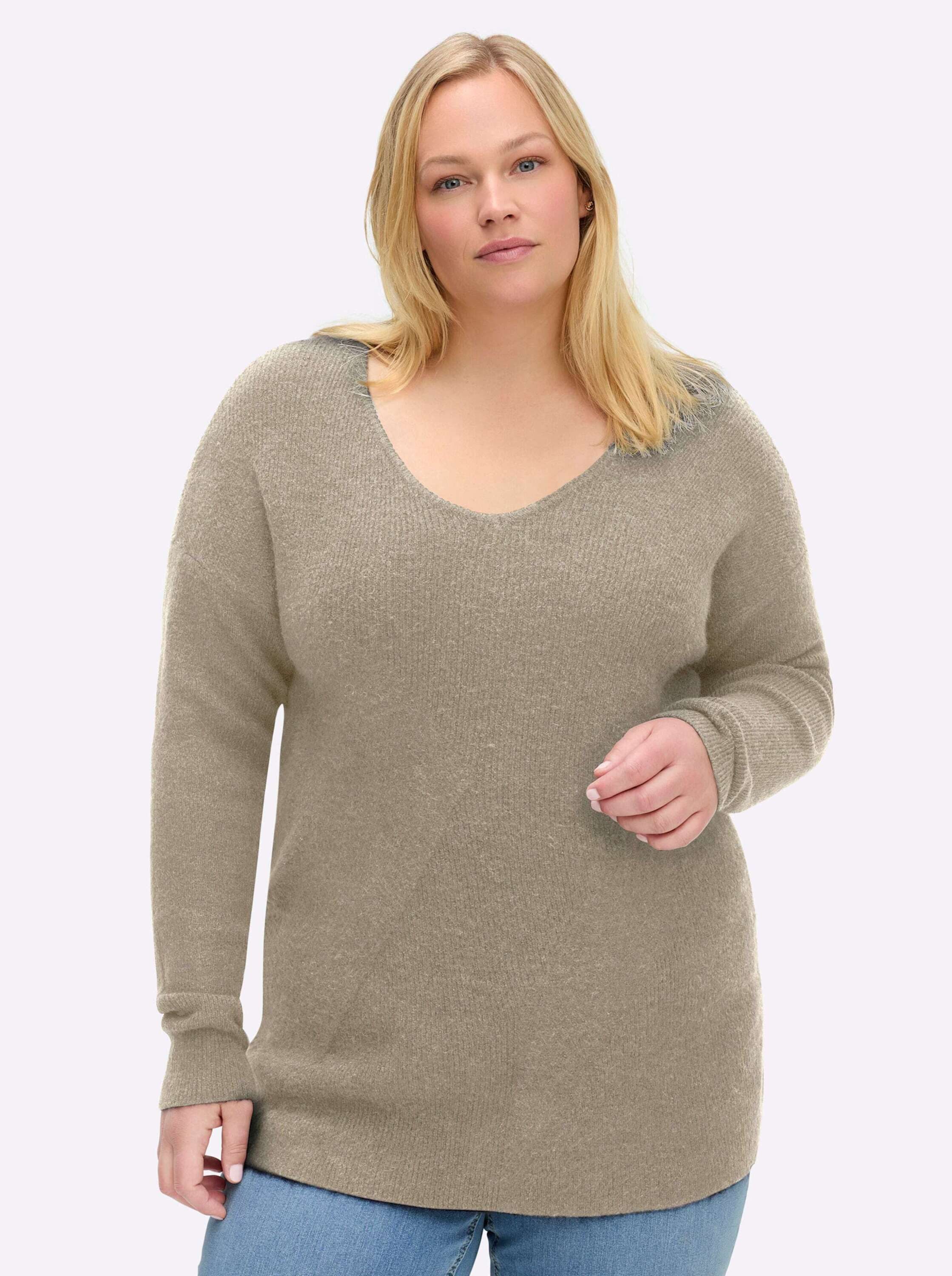 Sheego Strickpullover Pullover Langarm Rippoptik