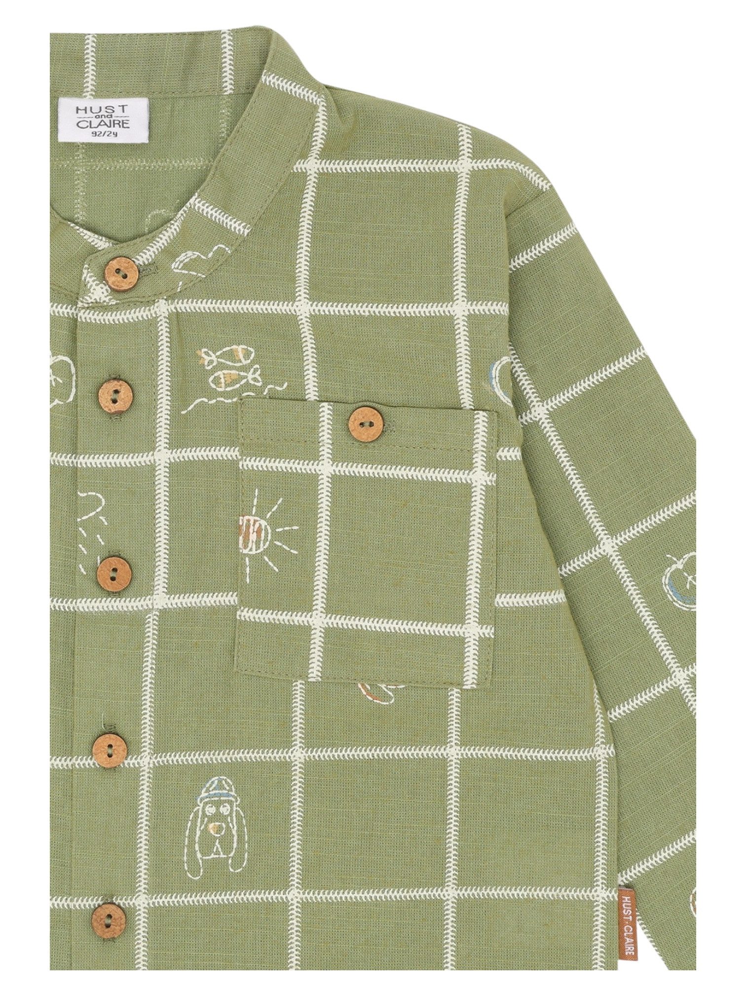 Hust & Claire Langarmhemd Rasser (1-tlg) Kariertes Hemd mit Stickdetails