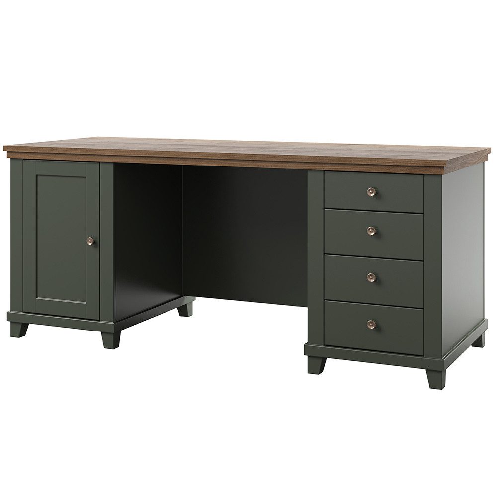 Lomadox Büromöbel-Set EPSOM-83, (Spar-Set, 3-tlg., Schreibtisch Vitrine Akt günstig online kaufen