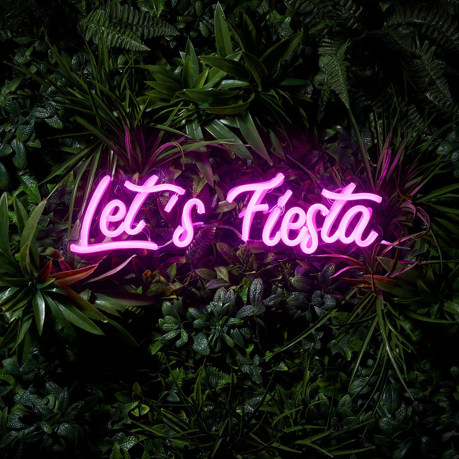 Lights4fun LED Wandleuchte LED Neon Schriftzug Let's Fiesta