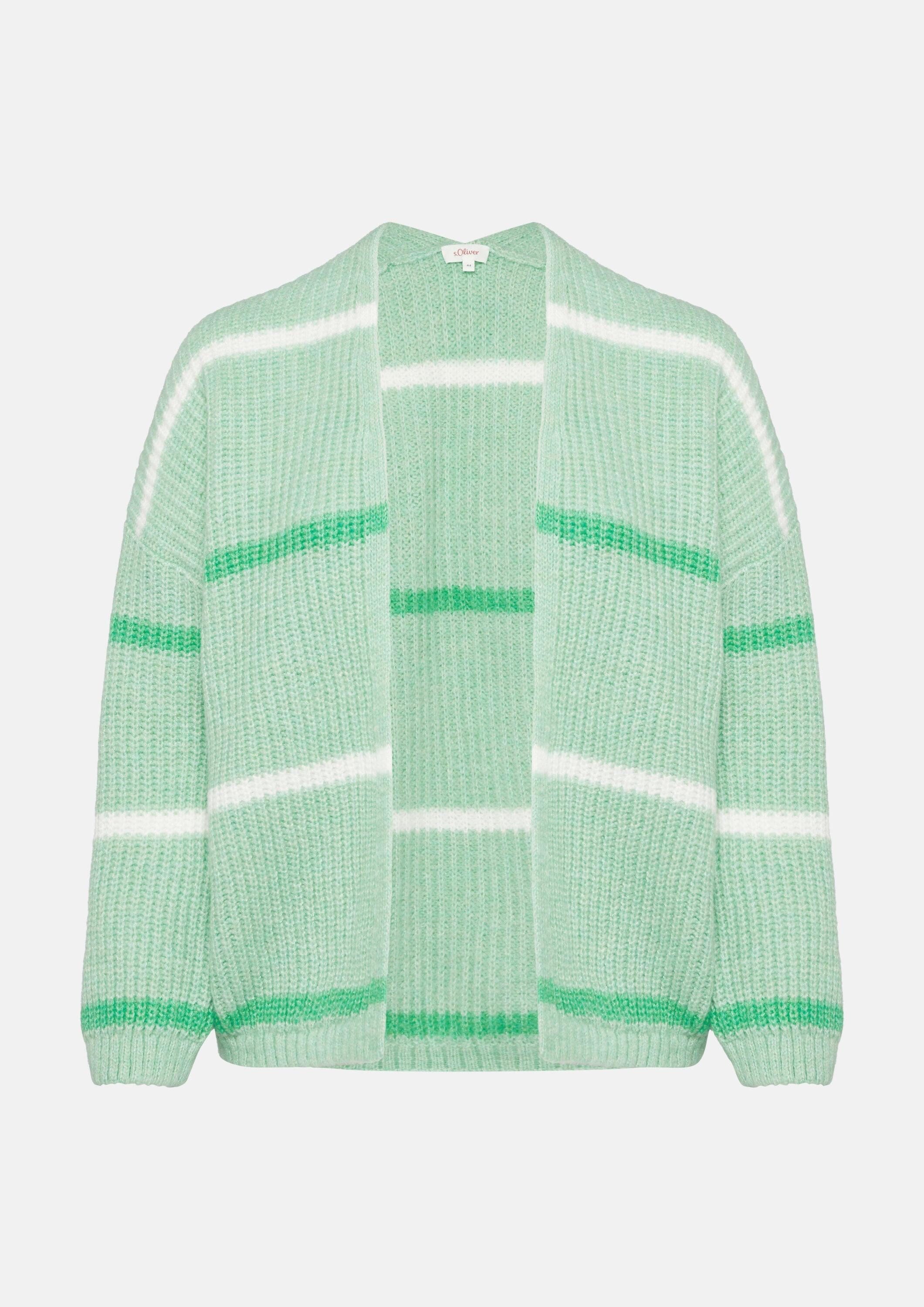 s.Oliver Cardigan Strickjacke Gestreifter Cardigan mit überschnittenen Schultern