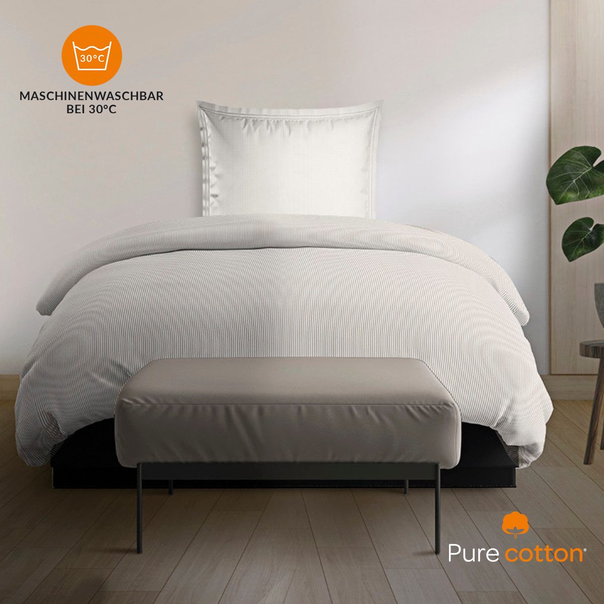 Pure cottom Bettwäsche Perkal-Bettwäsche taupe, Perkal-Baumwolle, verschiedene Größen