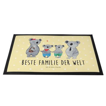Fußmatte 40 x 60 cm Koala Familie zwei - Gelb Pastell - Geschenk, Motivfußmatt, Mr. & Mrs. Panda, Höhe: 0.3 mm, Stilvoll & funktionell