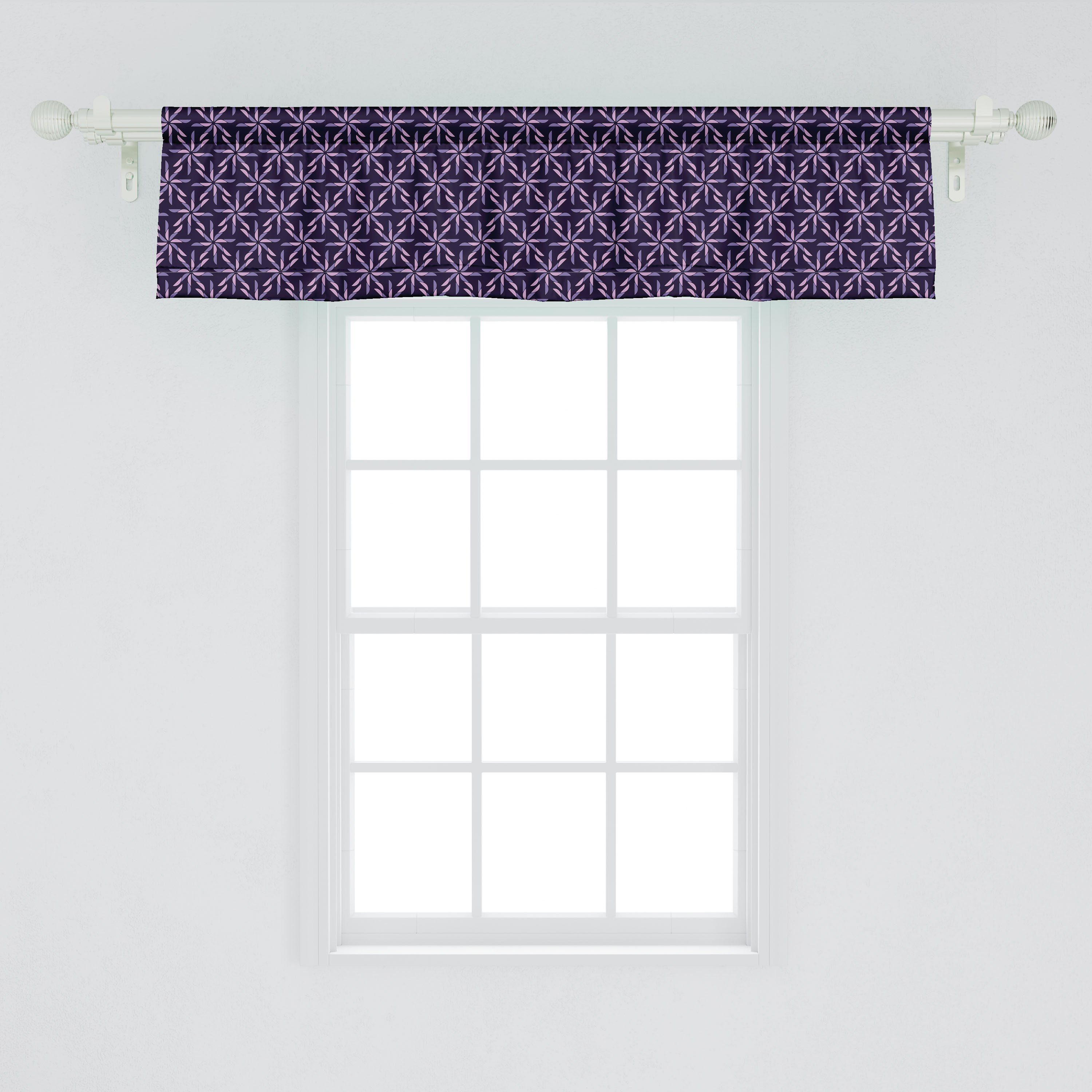 Scheibengardine Vorhang Volant für Küche Schlafzimmer Dekor Microfaser, Muster Stangentasche, Geometrisch mit Abakuhaus, Winter- Abstraktes