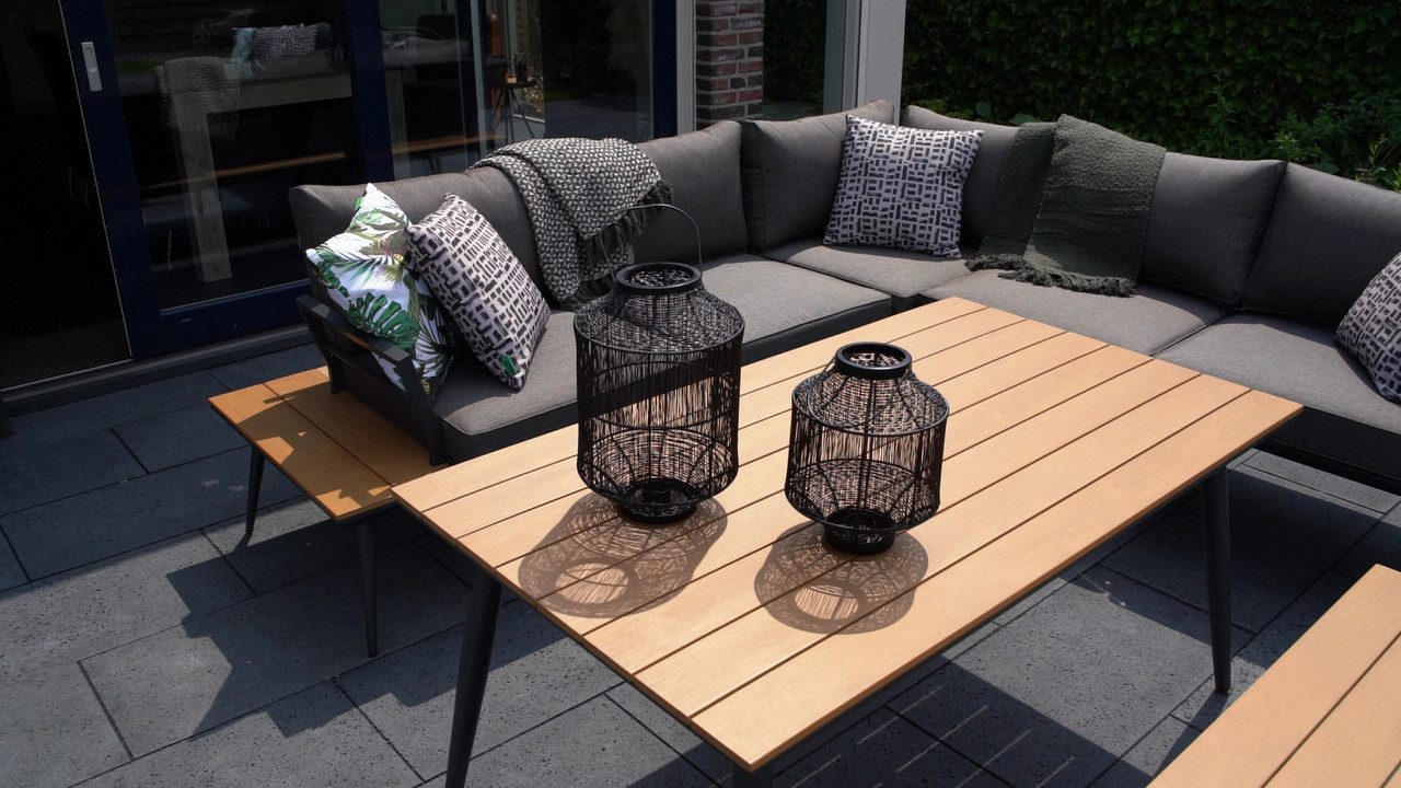 Lesli Living Gartenlounge-Set Arezzo Eck Lounge Set Gartenmöbel Essgruppe Alu Outdoor Esstisch, bestehend aus Nonwood und Aluminium