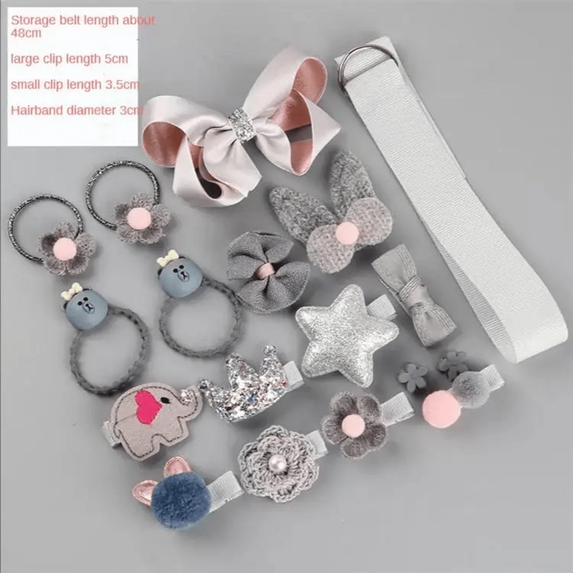 Montegoni Haarspange 18er-Set Haarspangen für Mädchen, Baby-Haarspangen-Set, süße Schleifen, elastische Bänder, 18-tlg., Pferdeschwanz-Haarnadeln-Set für kleine Mädchen, perfekt für Partys, Geburtstage und ideal als Geschenk