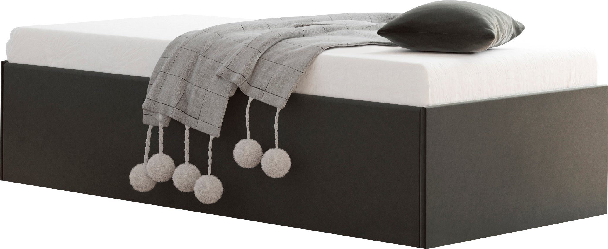 Westfalia Schlafkomfort Polsterbett Amrum, in Samtvelours ohne Kopfteil, mit und ohne Bettkasten erhältlich anthrazit