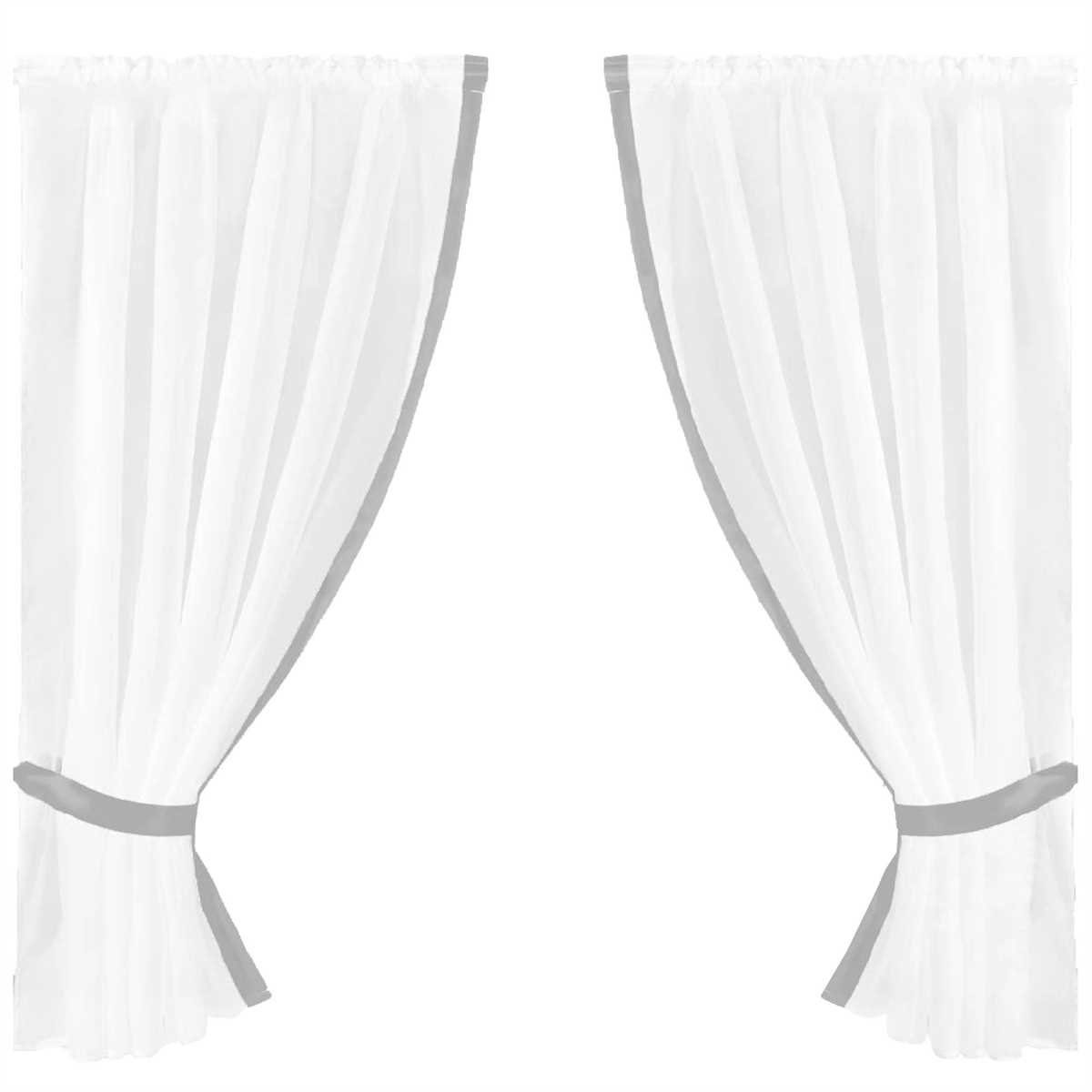 Vorhang, Arsvita, Stangendurchzug, transparent, (2 Schlaufenschals, Gardinenset Raffhalter) Voile Grau 120cm 140cm x 2 (BxL)