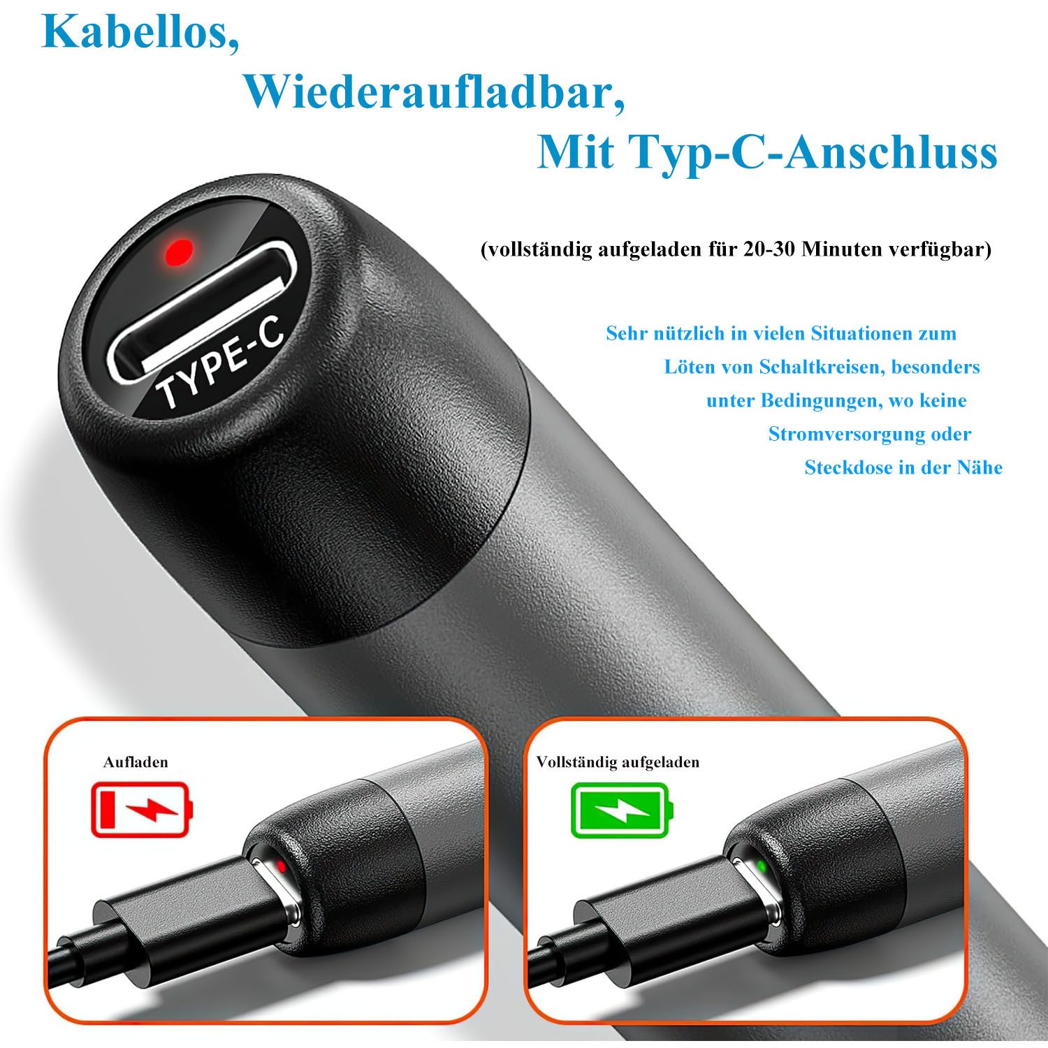 Comfy Mate Lötkolben Set Akku Soldering Iron Holzbrennstift Lötset, Löten Lötpistole Holz Lötgerät Soldering Kit USB Skulptur