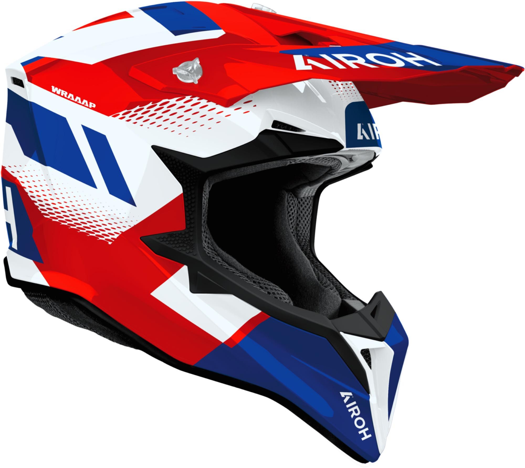 Airoh Motocrosshelm Wraaap Vision Motocross-Helm, vorbereitet für Kommunikationssystem,Notfallsystem-Polsterung (EQ