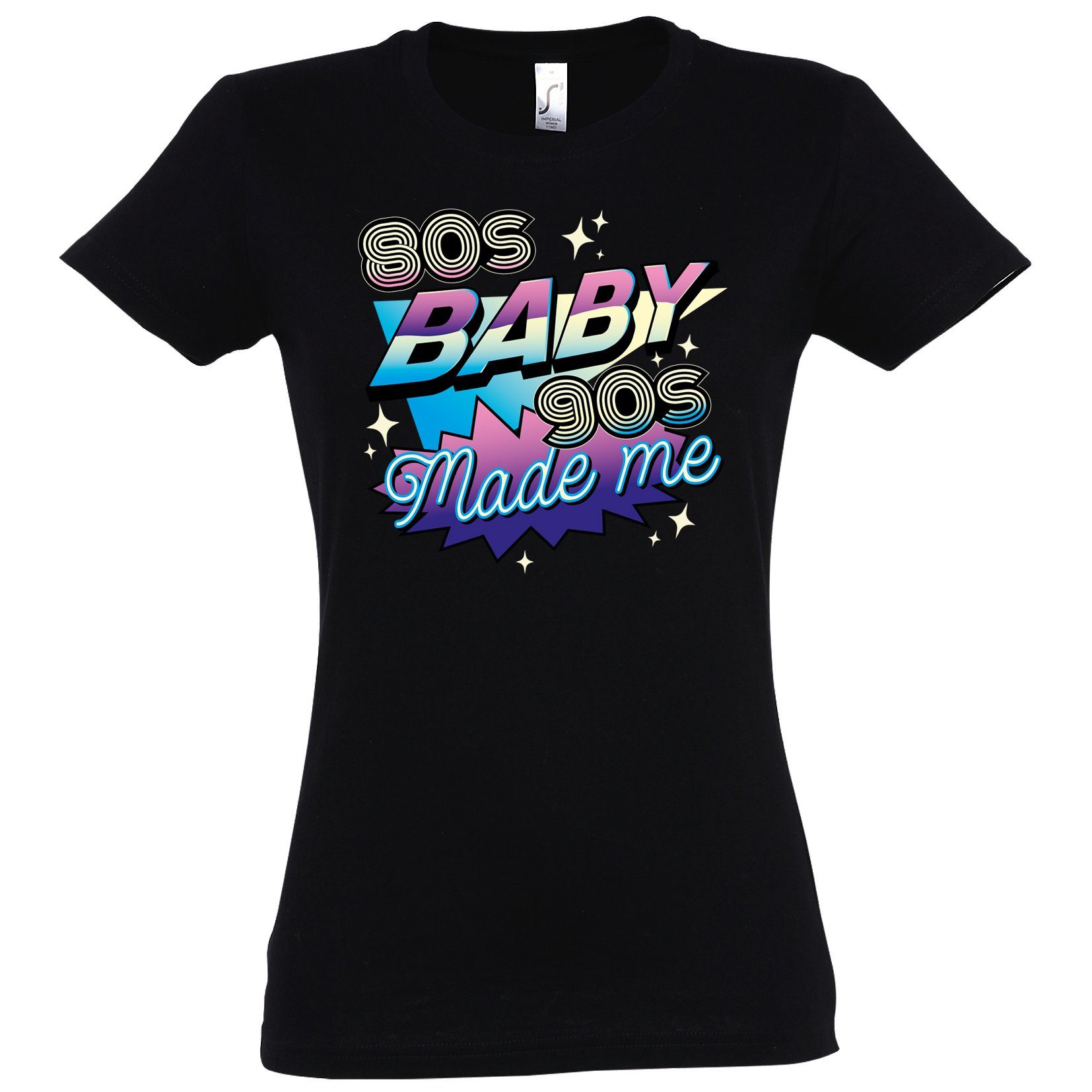 mit T-Shirt Look Trendigem Damen Schwarz 90'S Made BABY Shirt me Retro Youth Designz 80'S