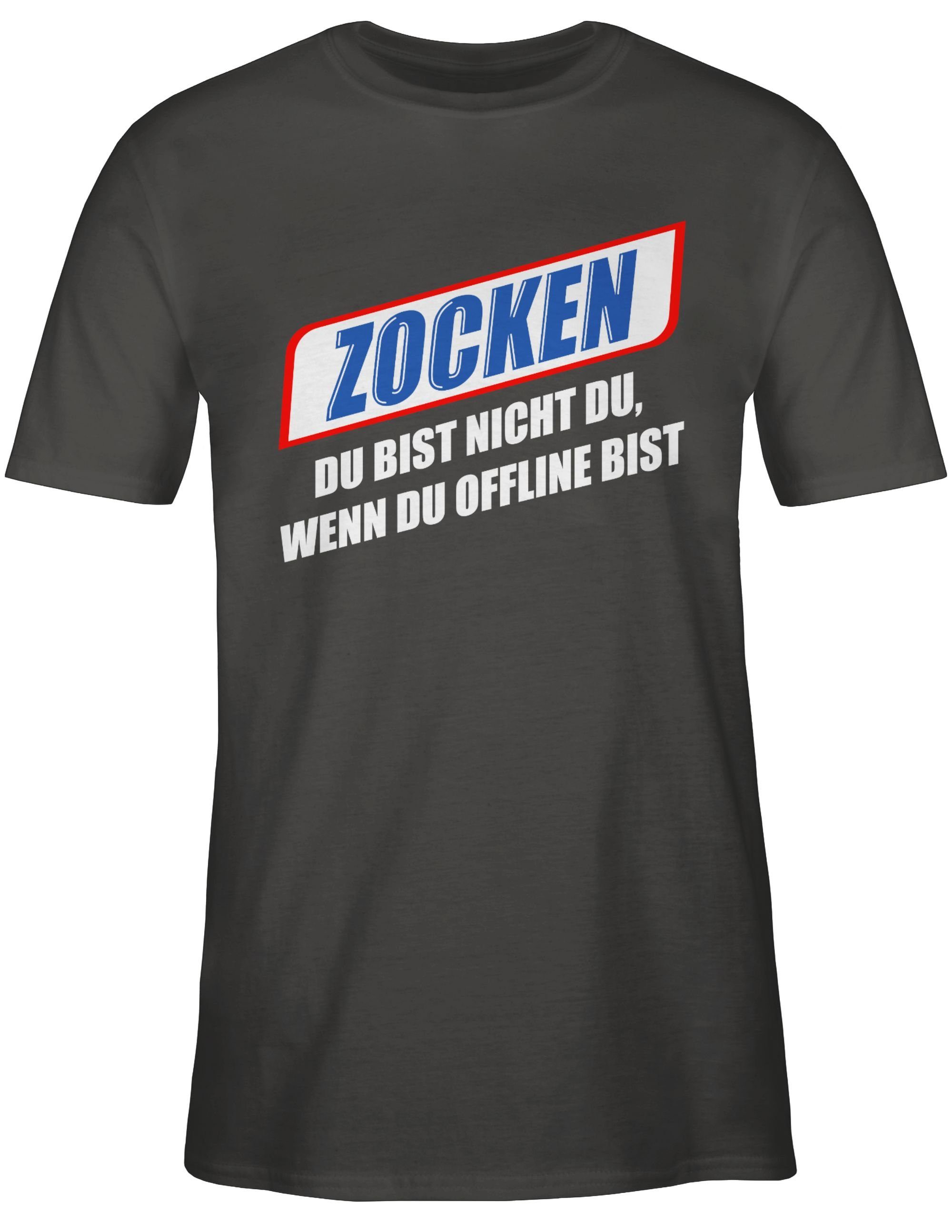 du Zocken Du nicht Dunkelgrau Geschenke bist du Shirtracer bist wenn 01 weiß Nerd offline T-Shirt