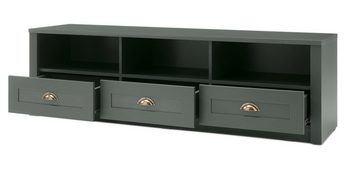 Furn.Design Lowboard Forres (TV Unterschrank in Landhaus grün, 158 x 47 cm), mit 3 Schubladen