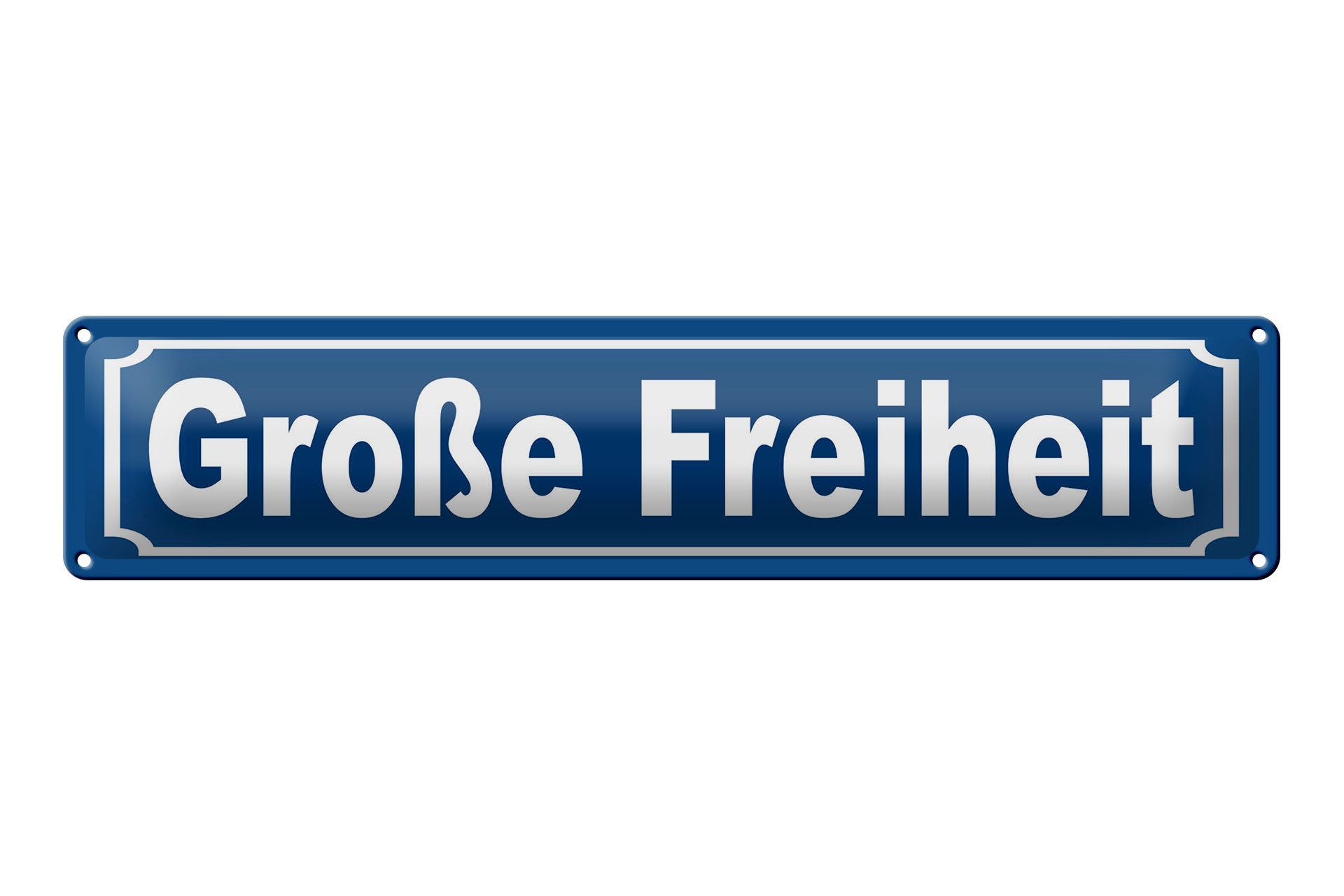 Femer GmbH Metallschild Hinweis 46x10 cm Große Freiheit blaues, (1 St), gewölbte Oberfläche, abgerundete Ecken, umgeschlagene Kanten