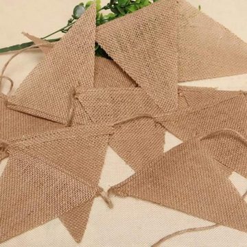 Fivejoy Wimpelkette 3 Stück Wimpelkette Wimpel Girlande Vintage Jute Bunting Banner, Wimpelkette