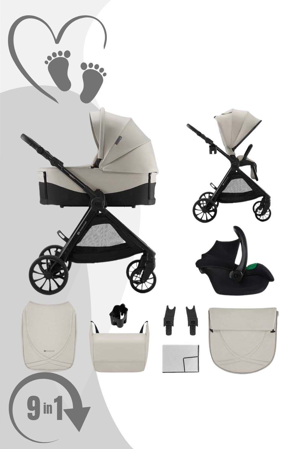 Kinderkraft Kombi-Kinderwagen VESTO 2 3in1 Kombikinderwagen